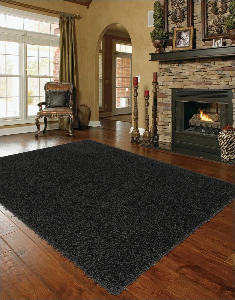 Black area Rugs for Living Room Shaggy Extra Black area Rug