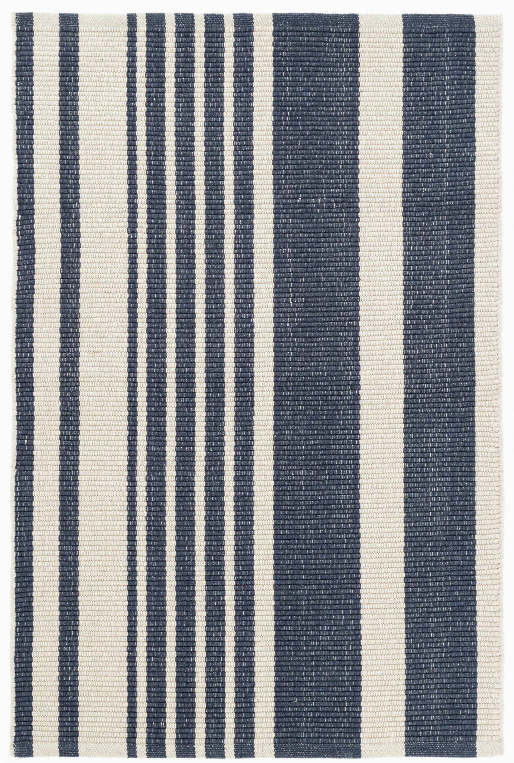 Blue and Gray Striped Rug Portland Striped Handmade Flatweave Cotton Dark Blue area Rug