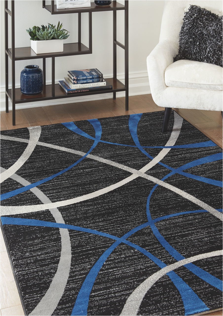 Blue and Grey Living Room Rugs Jenue Black Gray Blue Rug