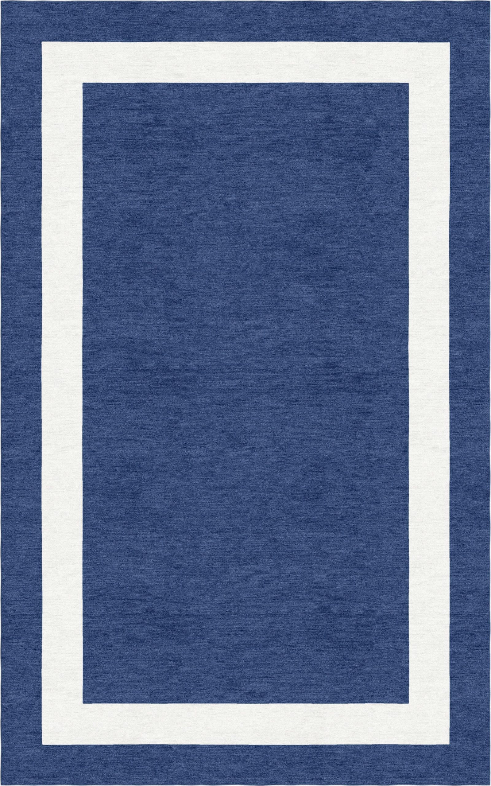 Blue and Navy Rug Harlem Border Hand Tufted Wool Navy Blue White area Rug