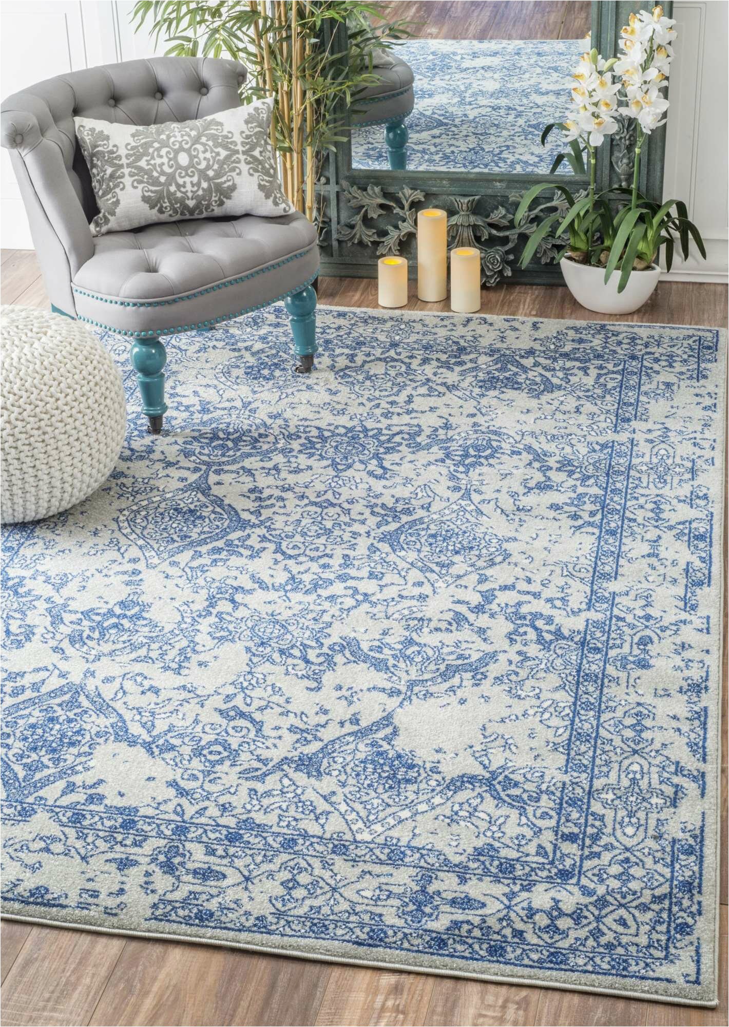 Blue and White Chinoiserie Rug Grady Light Blue area Rug