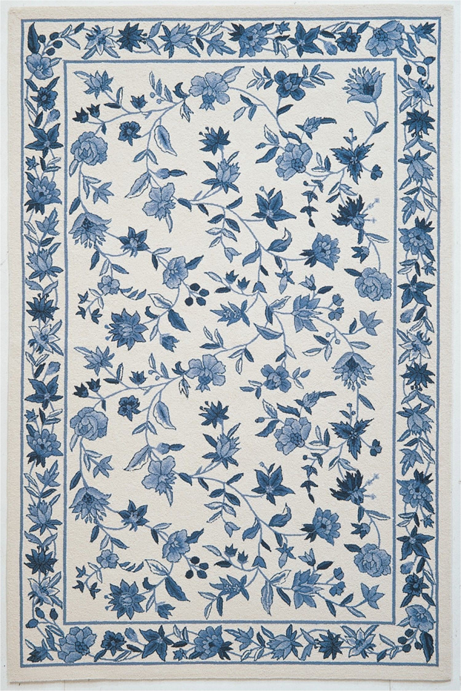 Blue and White Floral Rug Colonial 1727 15002250