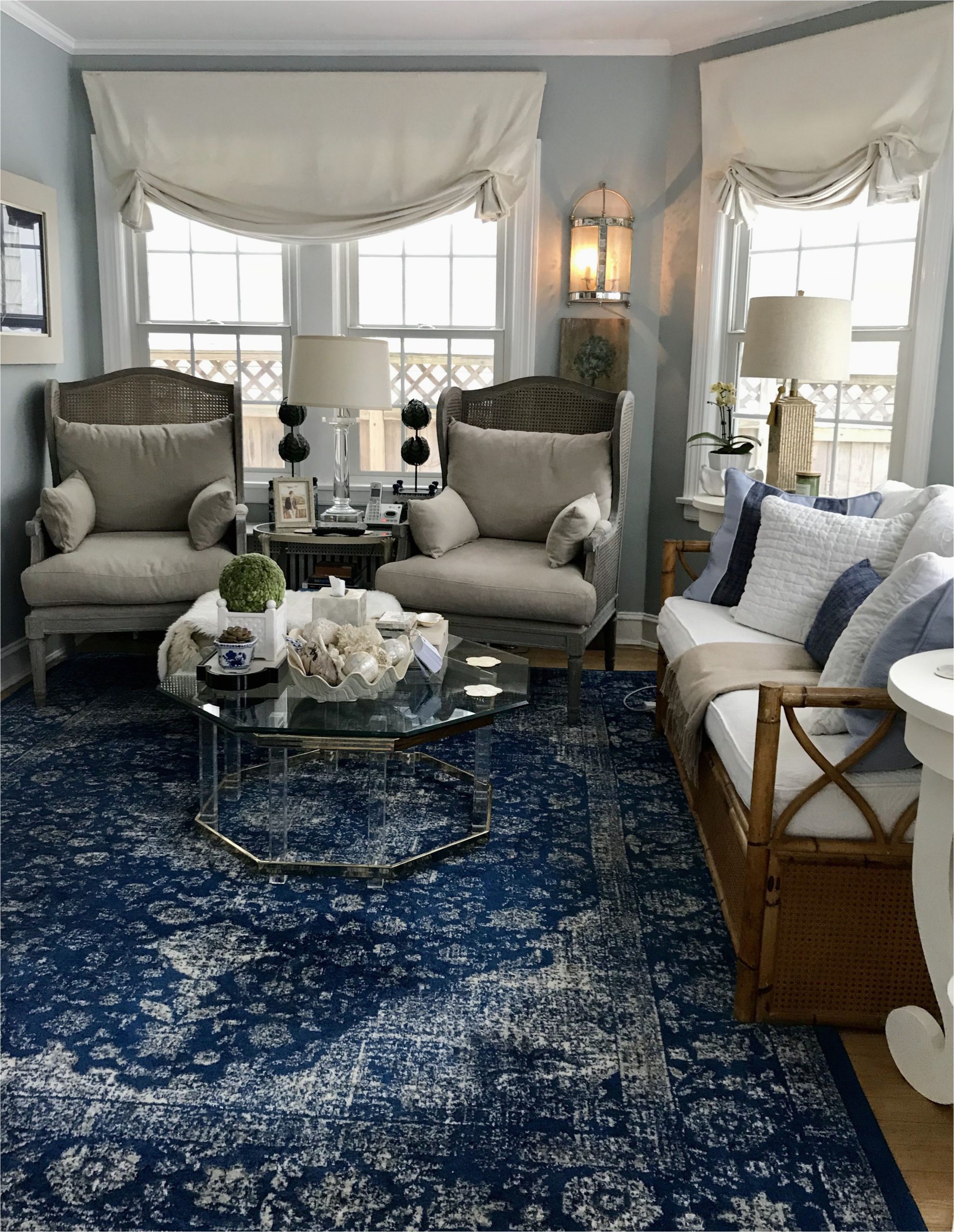 Blue and White Rug Living Room Blue and White Sunroom