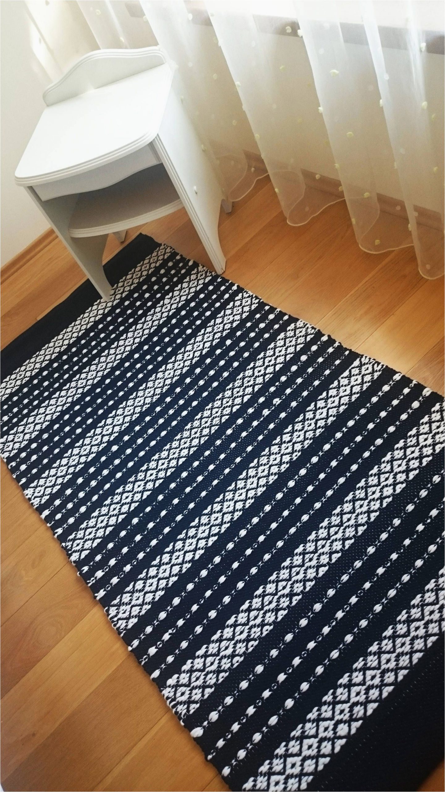 Blue and White Rug Runner Scandinavian Striped Rug Navy Blue and White Floor Runner