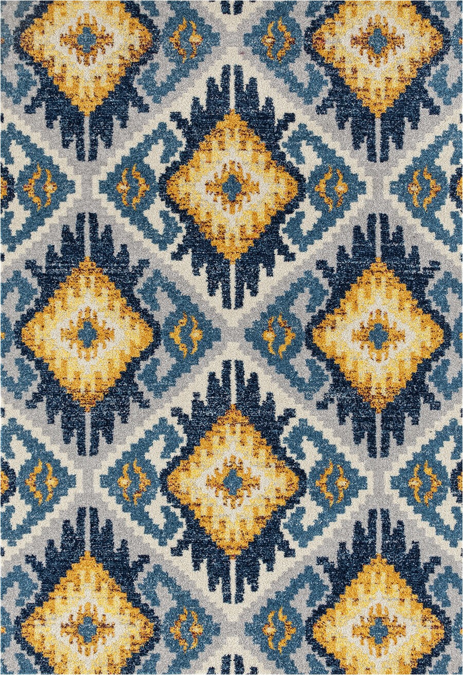 Blue and Yellow Throw Rugs Dietz Geometric Blue Yellow area Rug