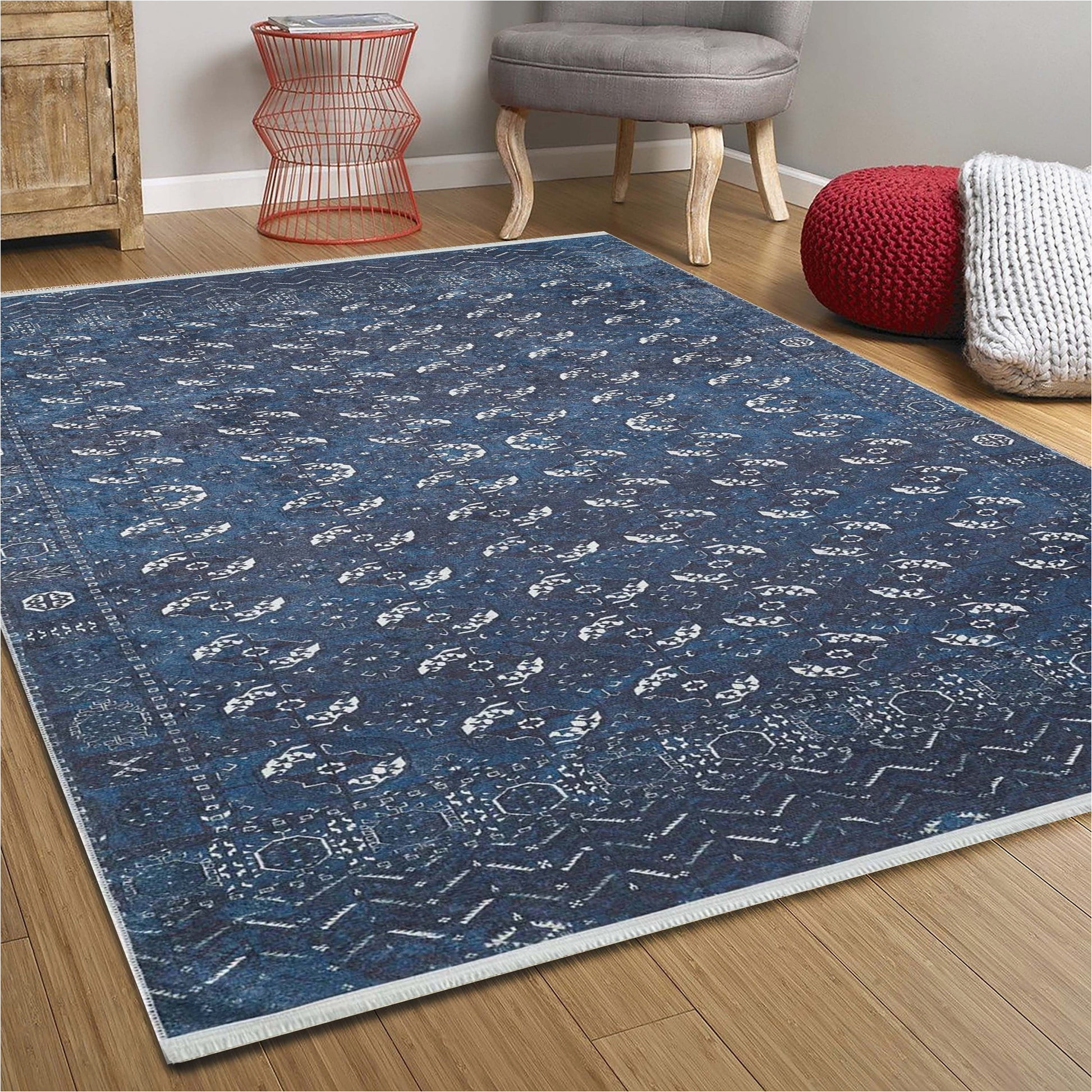 Blue area Rugs 3×5 2×3 Navy Blue Afghan Rug, Small area Rugs 3×5 4×6 Traditional …