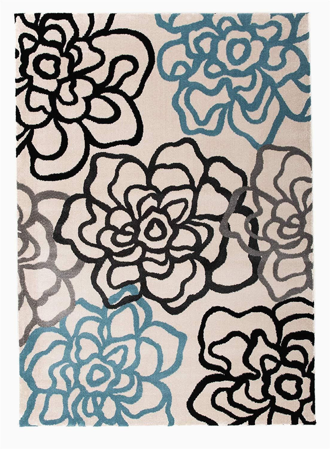 Blue Brown Rug Contemporary Contemporary Floral Cream Blue Brown area Rug Modern Rugs