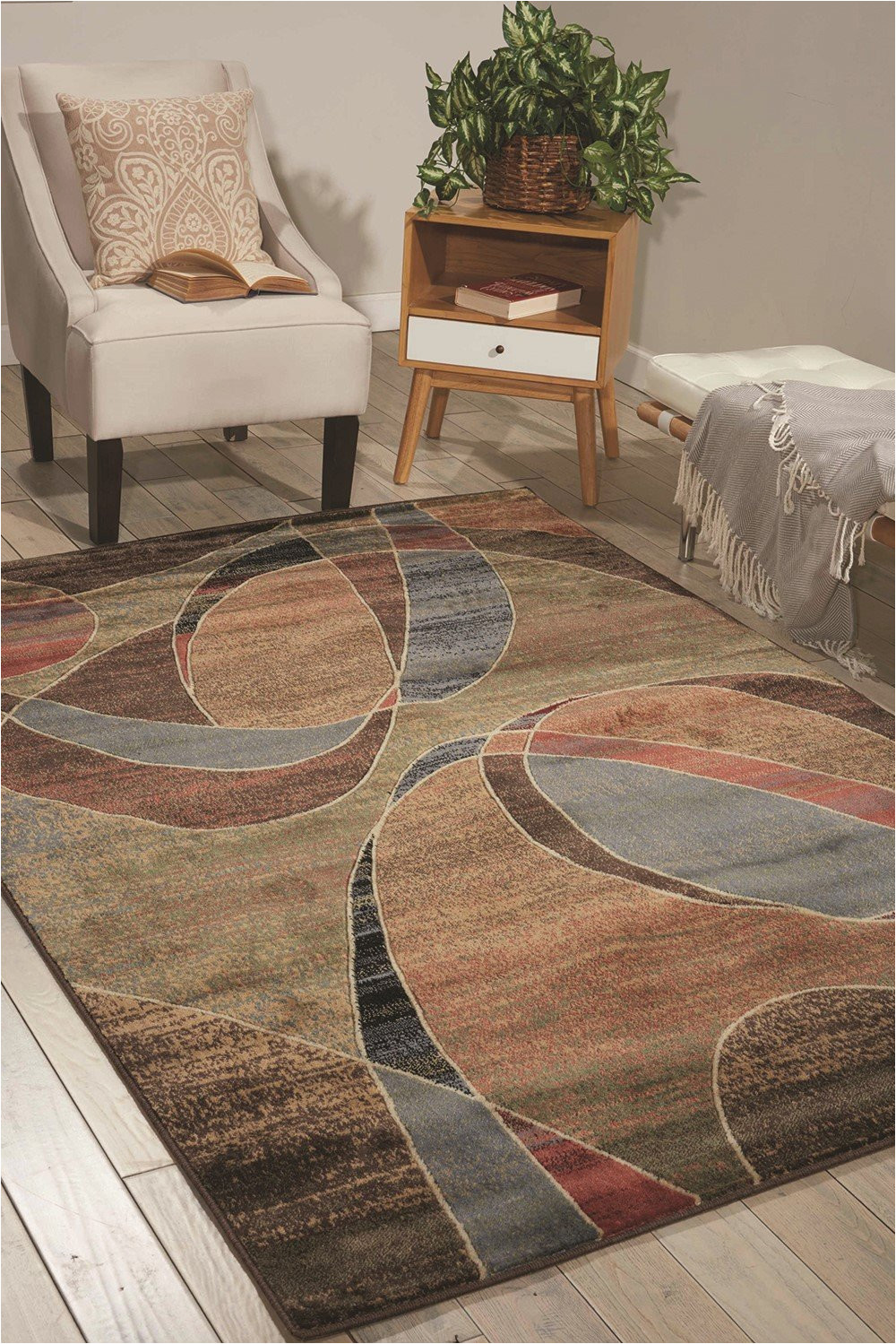 Blue Brown Rug Contemporary Nourison Expressions Xp 07 area Rugs