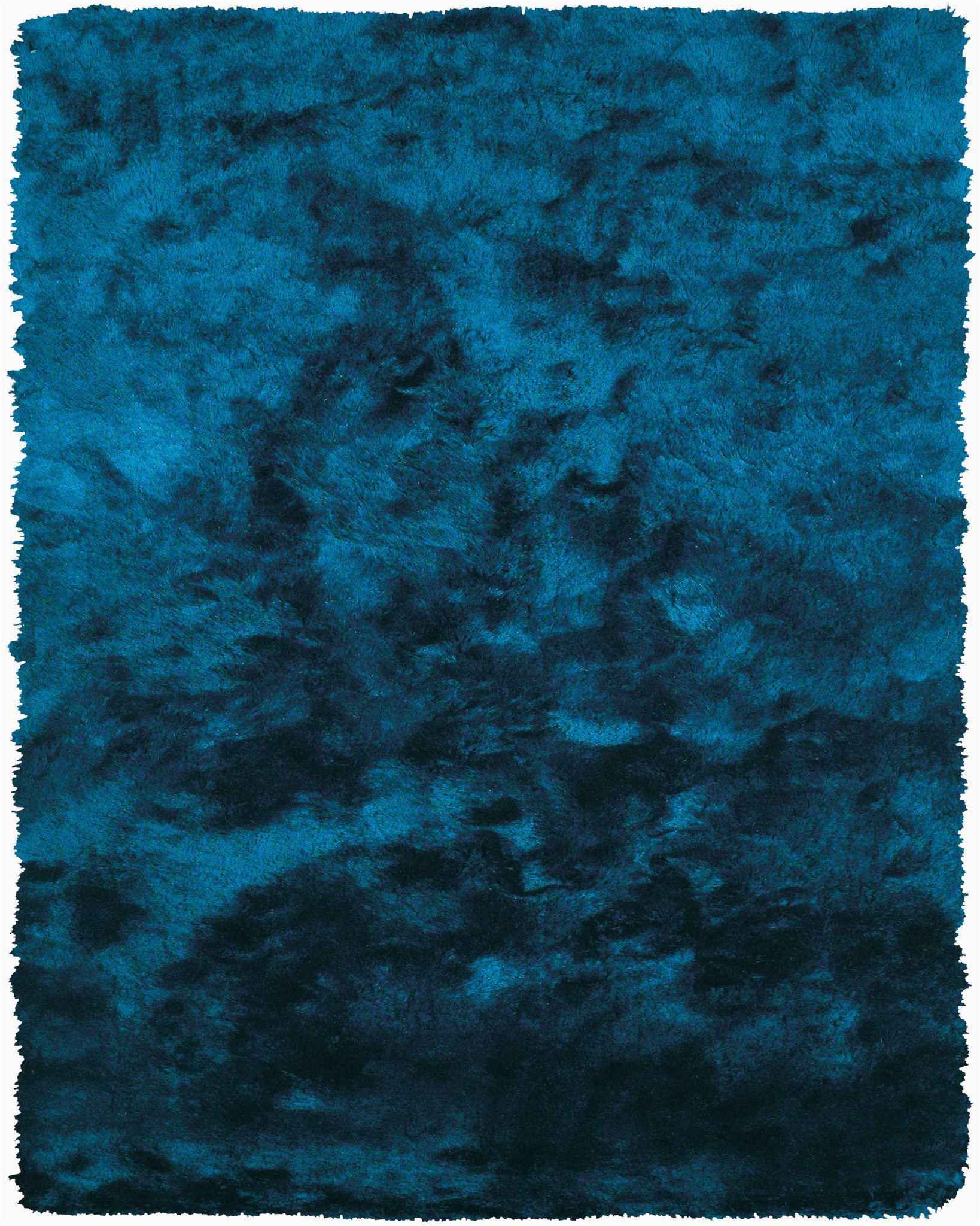 Blue Fuzzy area Rug Plush Collection Art Silk Shag area Rug In Teal Burke Decor
