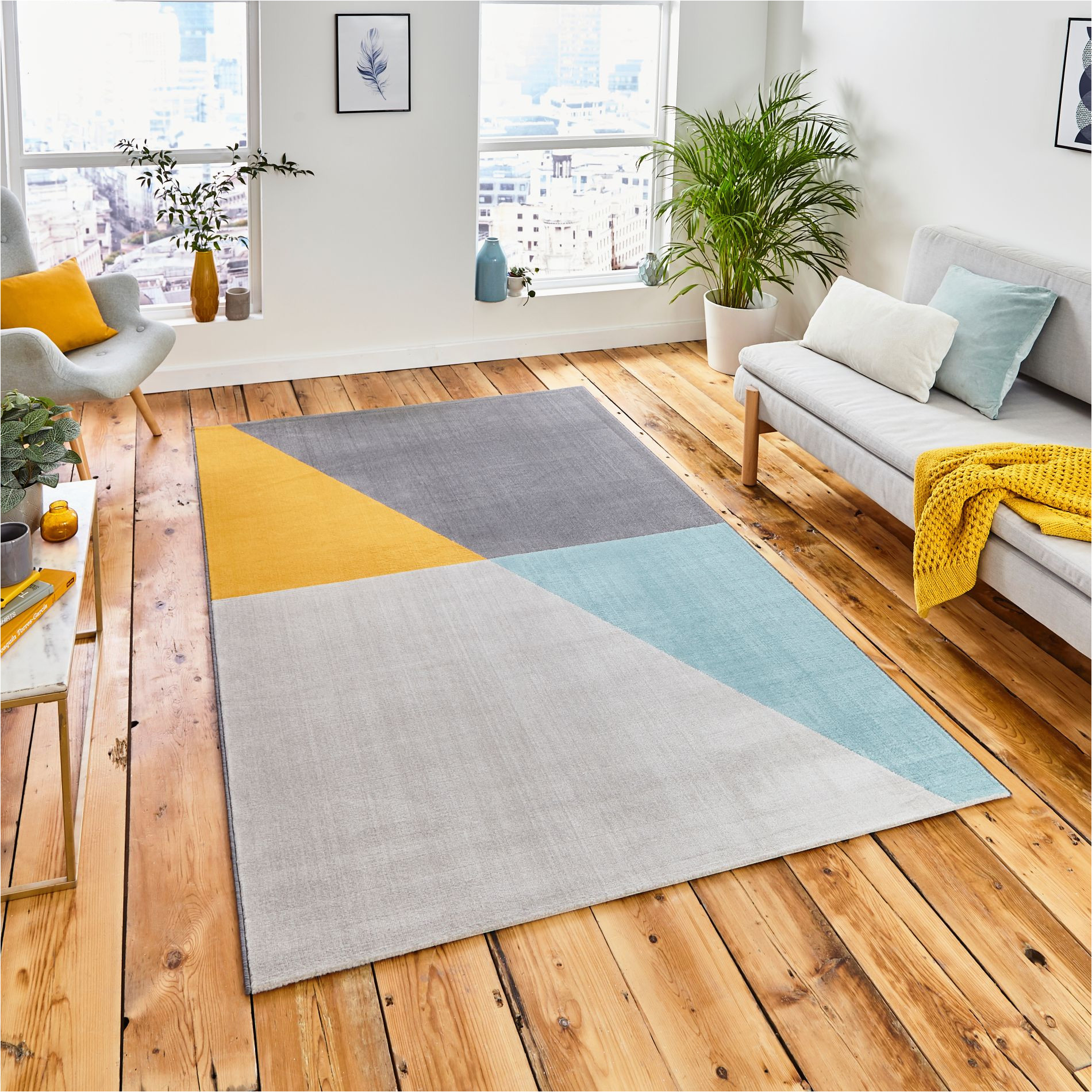 Blue Grey and Yellow Rug Vancouver 18487 Grey Blue Yellow Rugs