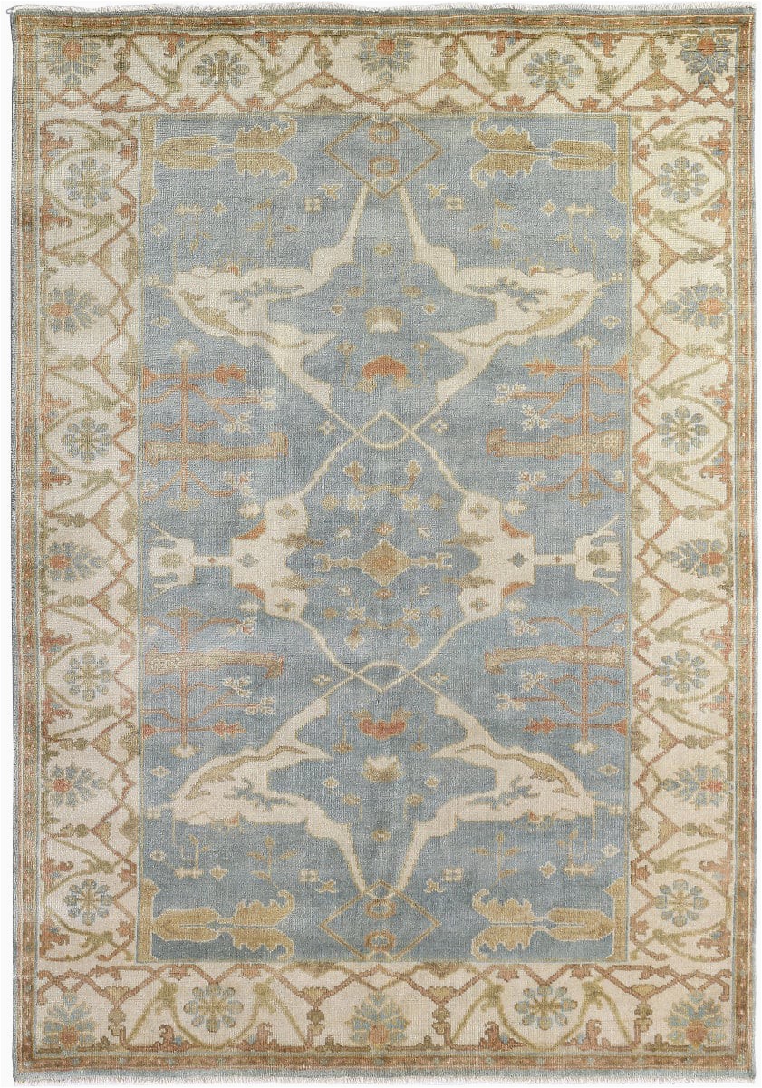 Blue Ivory area Rug Exquisite Rugs Oushak Hand Knotted 9214 Blue Ivory area Rug
