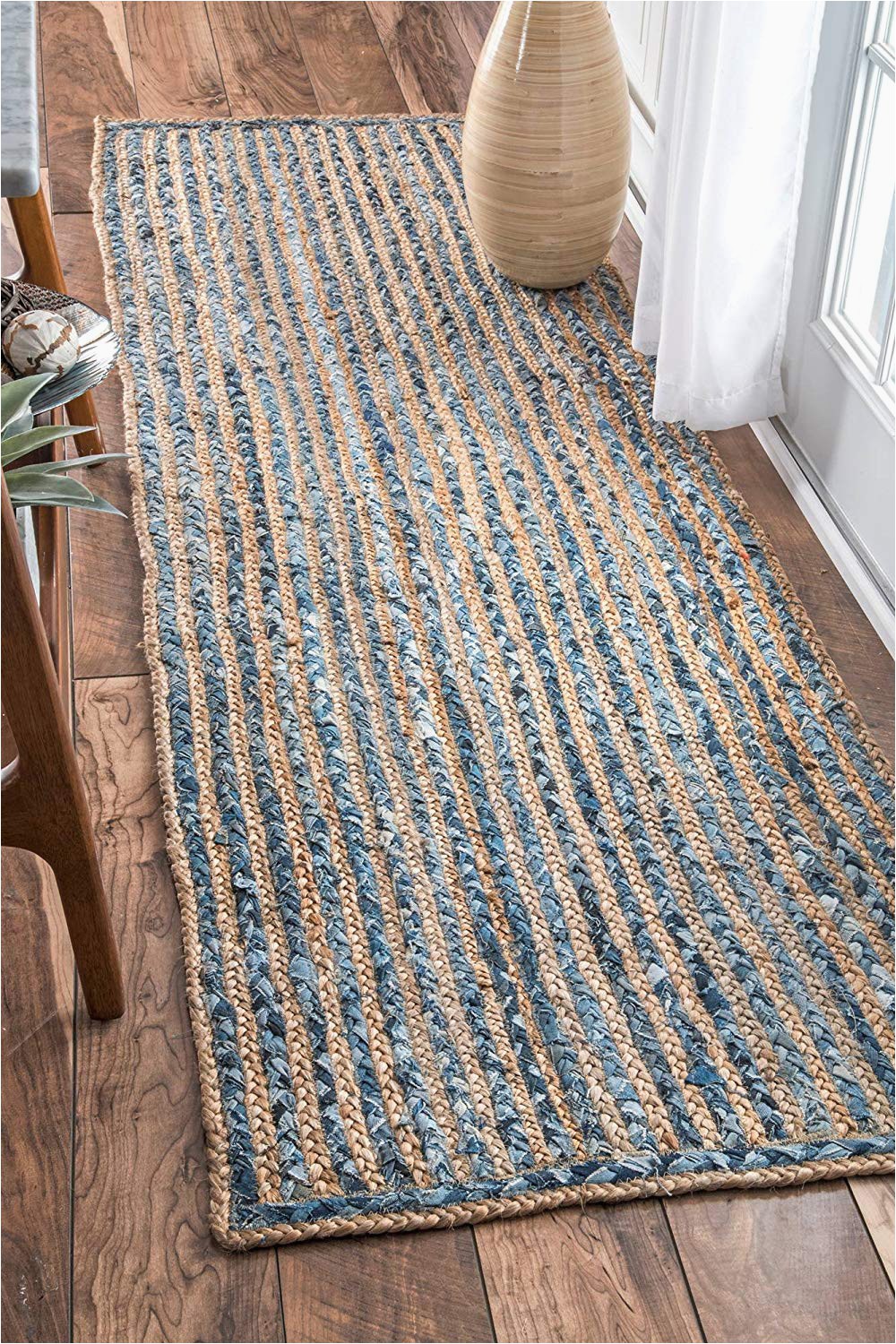 Blue Jean Rugs for Sale Denim Jeans with Jute Handmade Braided Rugs Runner for Bedside Hallway or Kitchen Avioni Premium Collection 56×140 Cm