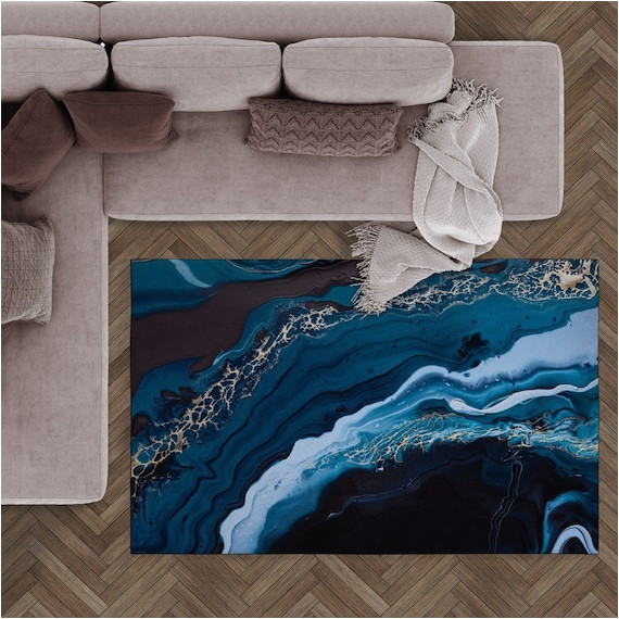 Blue Marble area Rug Dark Blue Marble area Rugs Abstract Geode Carpets Ocean – Etsy.de