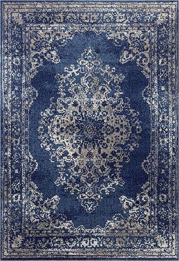 Blue oriental area Rug Dara Rugs 3931 Dark Blue oriental 5 X 7 area Rug Carpet