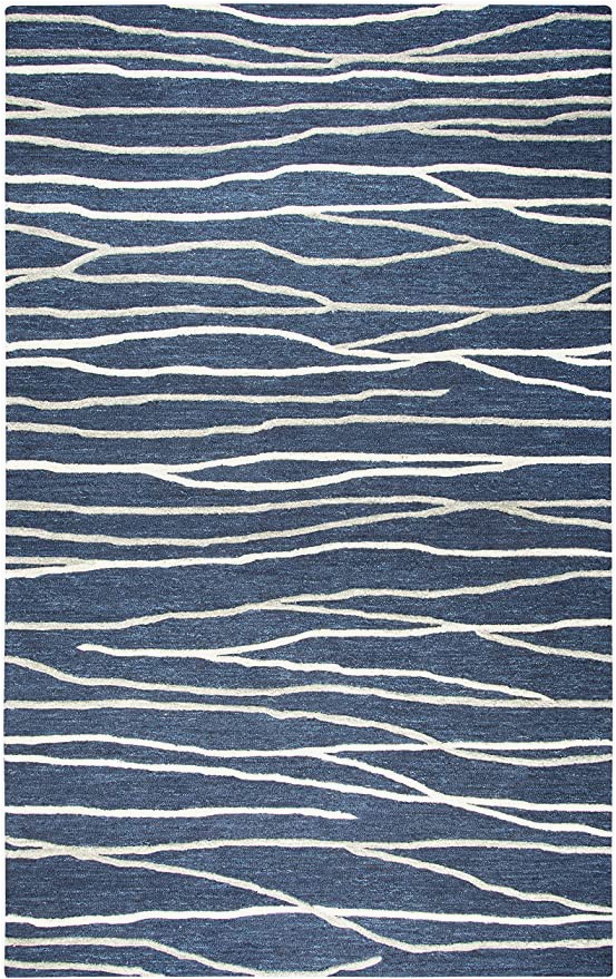 Blue Outdoor Rug 9×12 Rizzy Home Idyllic Collection Wool area Rug 9 X 12 Navy Gray Rust Blue Lines