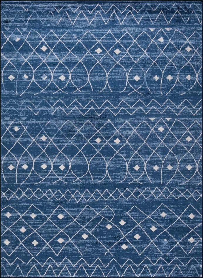 Blue Pattern area Rug Moroccan Trellis Diamond Pattern area Rug Blue Handcraft