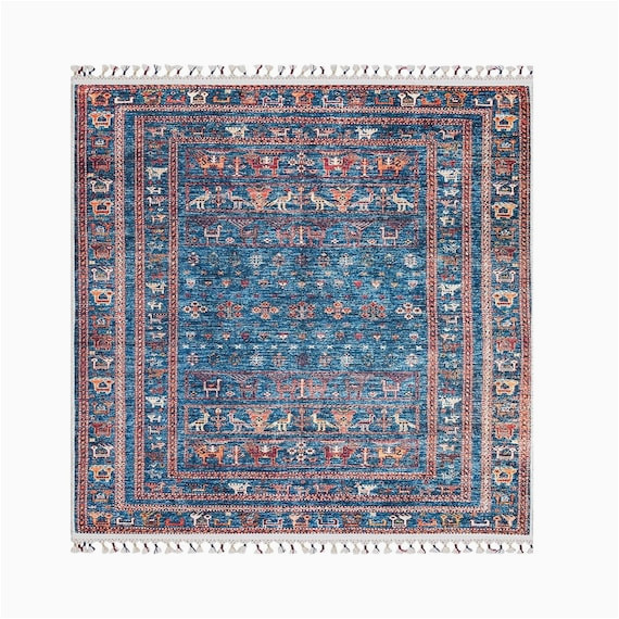 Blue Square area Rugs Turkish Square area Rug for Living Room Bedroom Rugs Blue – Etsy