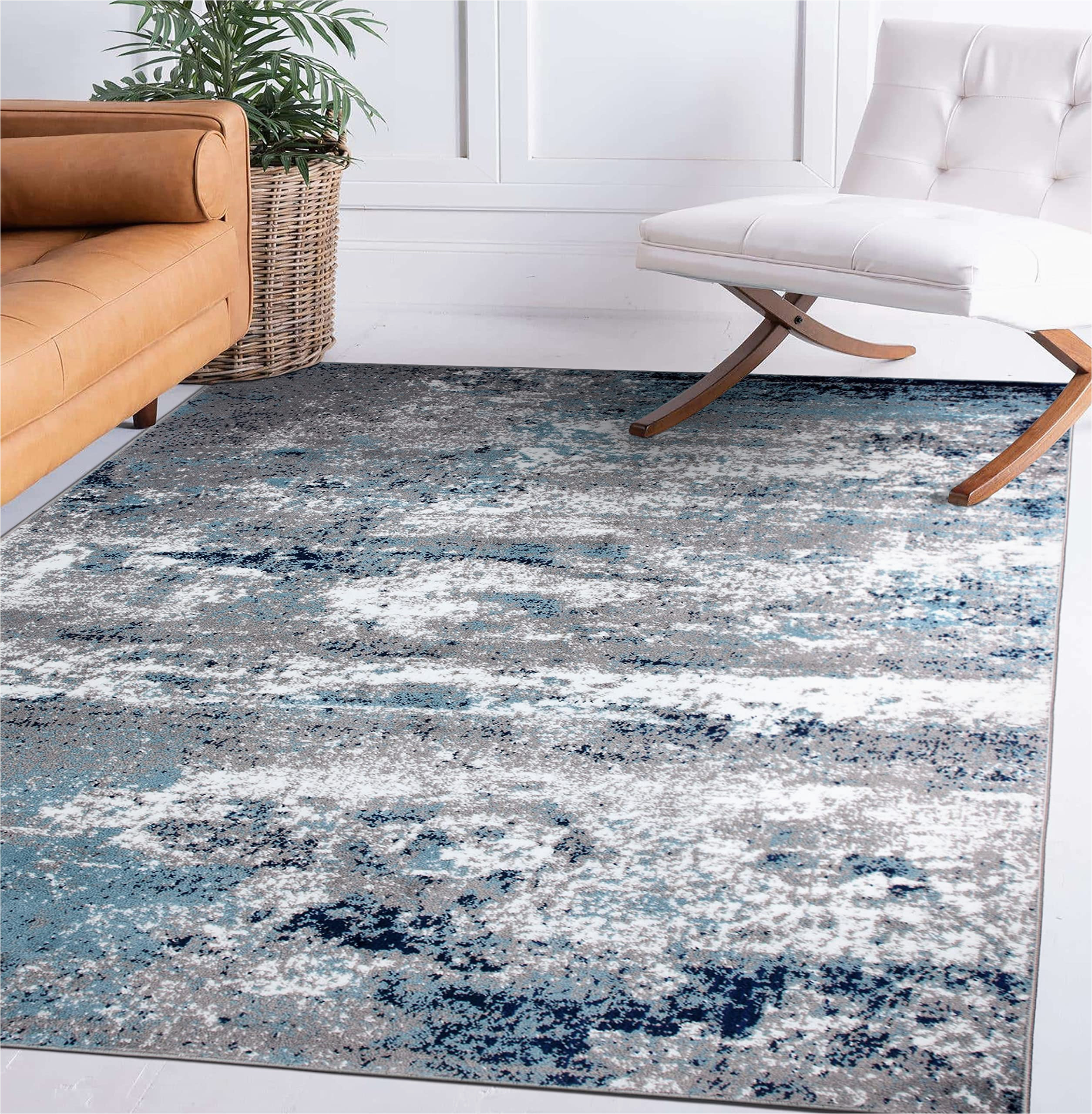 Blue Watercolor area Rug Rugshop Distressed Abstract Watercolor area Rug 5′ X 7′ Blue