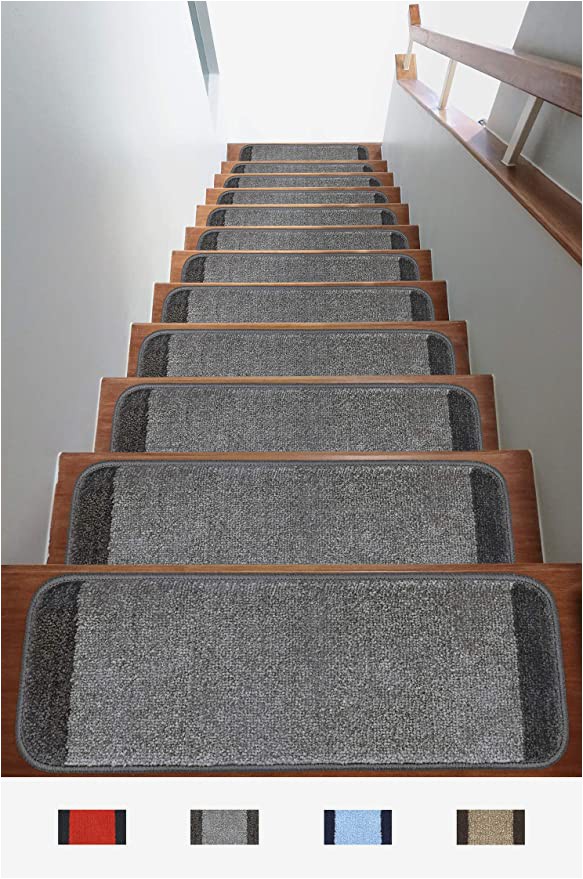 Carpet Tacks for area Rugs Antep Rugs Safe Steps Collection Non Slip area Rug Stair Tread 13 Pack Grey Fume 9"x26"