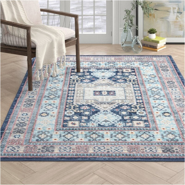 Cream Blue area Rug Sereno Blue/cream area Rug Rectangle 5’3″ X 7’6″