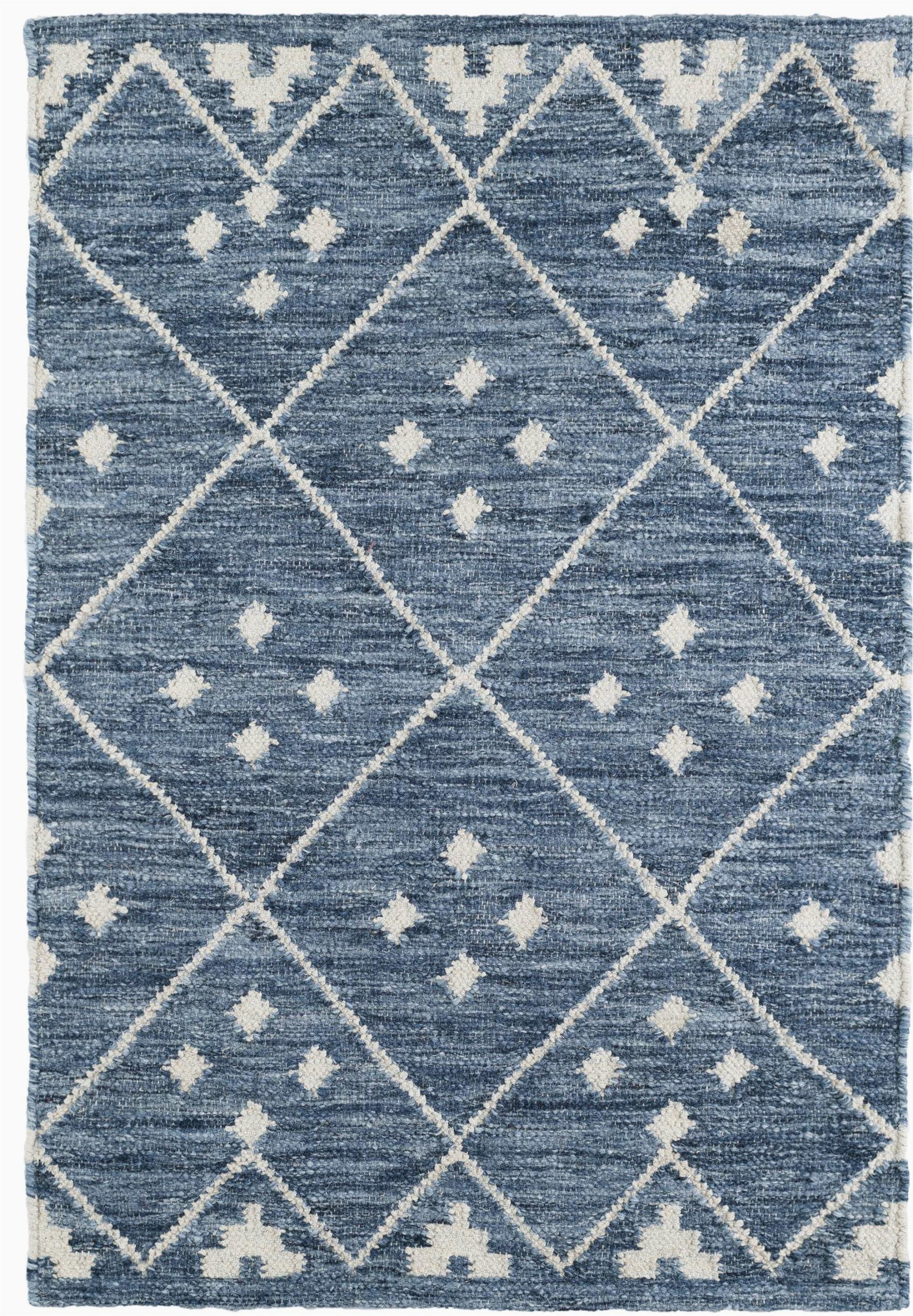 Dash and Albert Blue Rug Kota Geometric Handmade Kilim Blue White area Rug