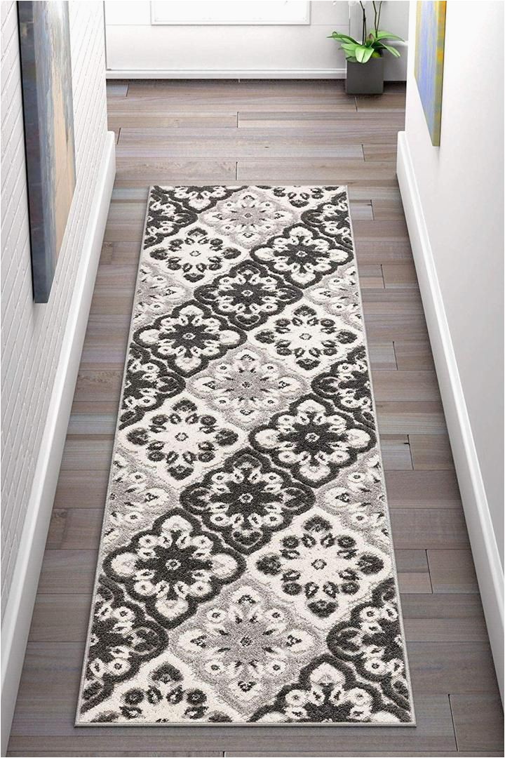 Durable High Traffic area Rugs Floral Panel Gray White High Traffic Stain Resistant Indoor