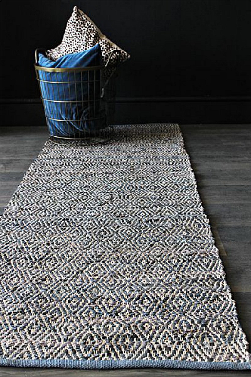 Gray and Blue Runner Rug Geometric Navy Blue Leather Rug Mad About the House