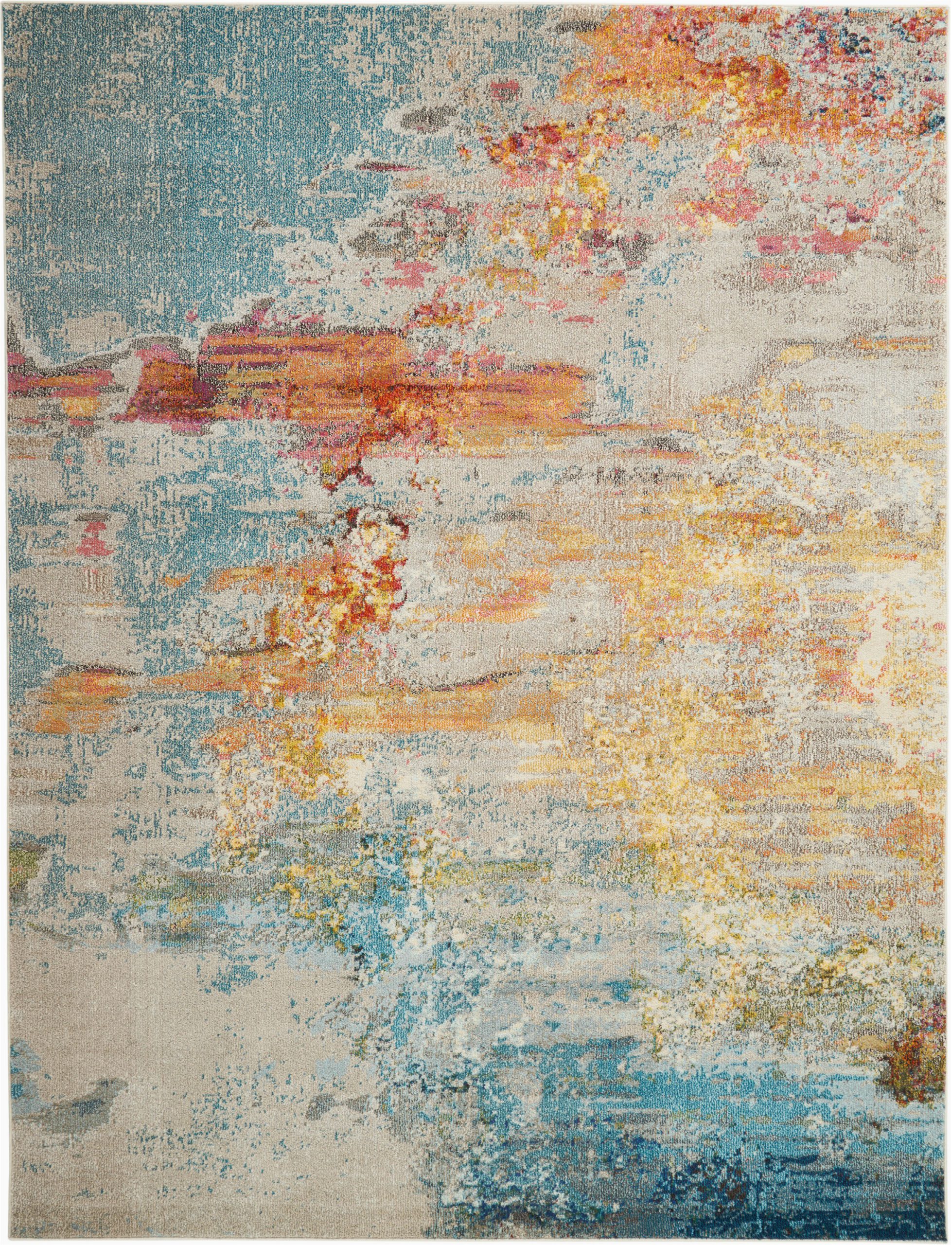Haugan Blue area Rug Talmo Abstract Blue Yellow Ivory area Rug