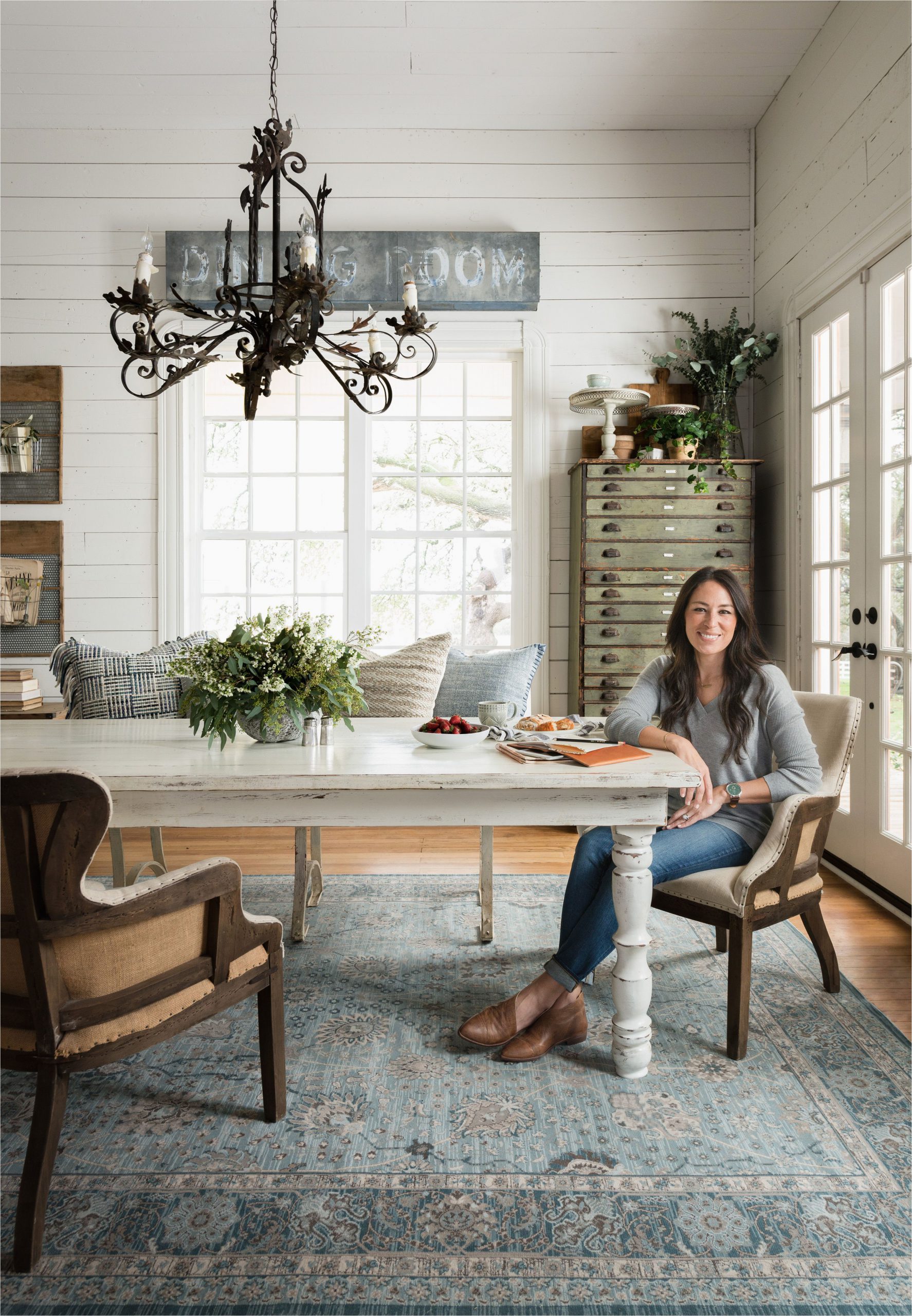 Joanna Gaines Blue Rug Traditional Pattern Meets Modern Day Color Palette In the