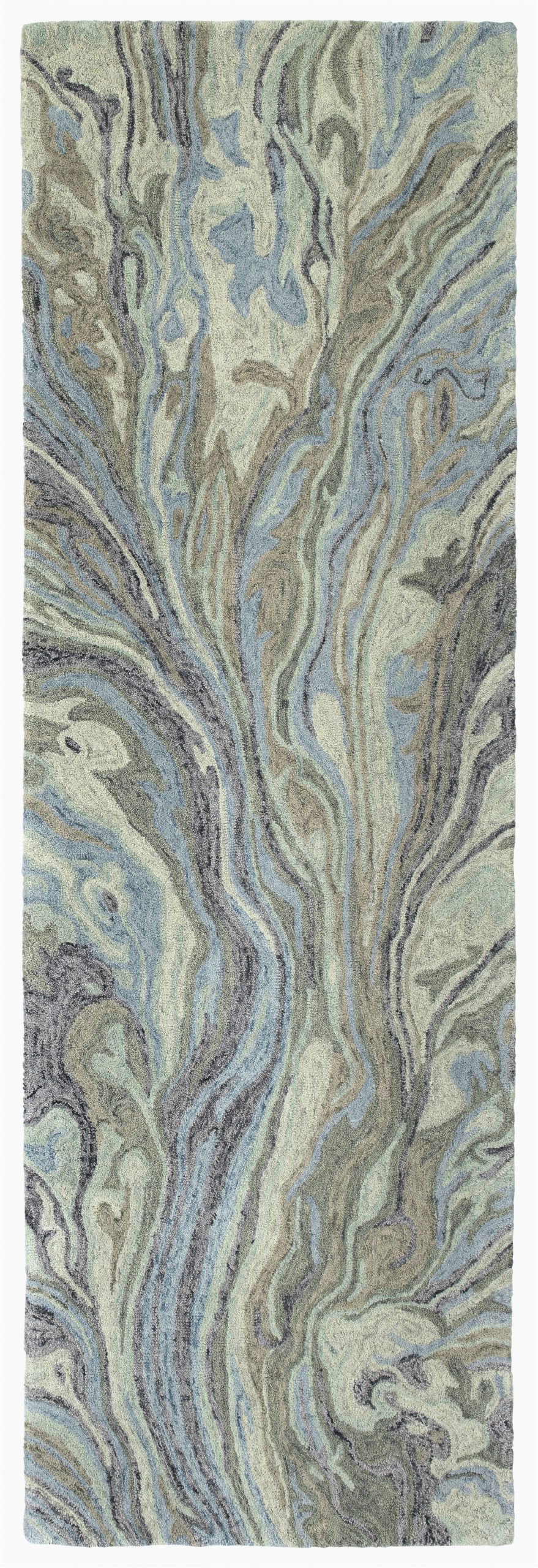 Kaia Blue area Rug Bargas Hand Tufted Wool Pewter Green area Rug