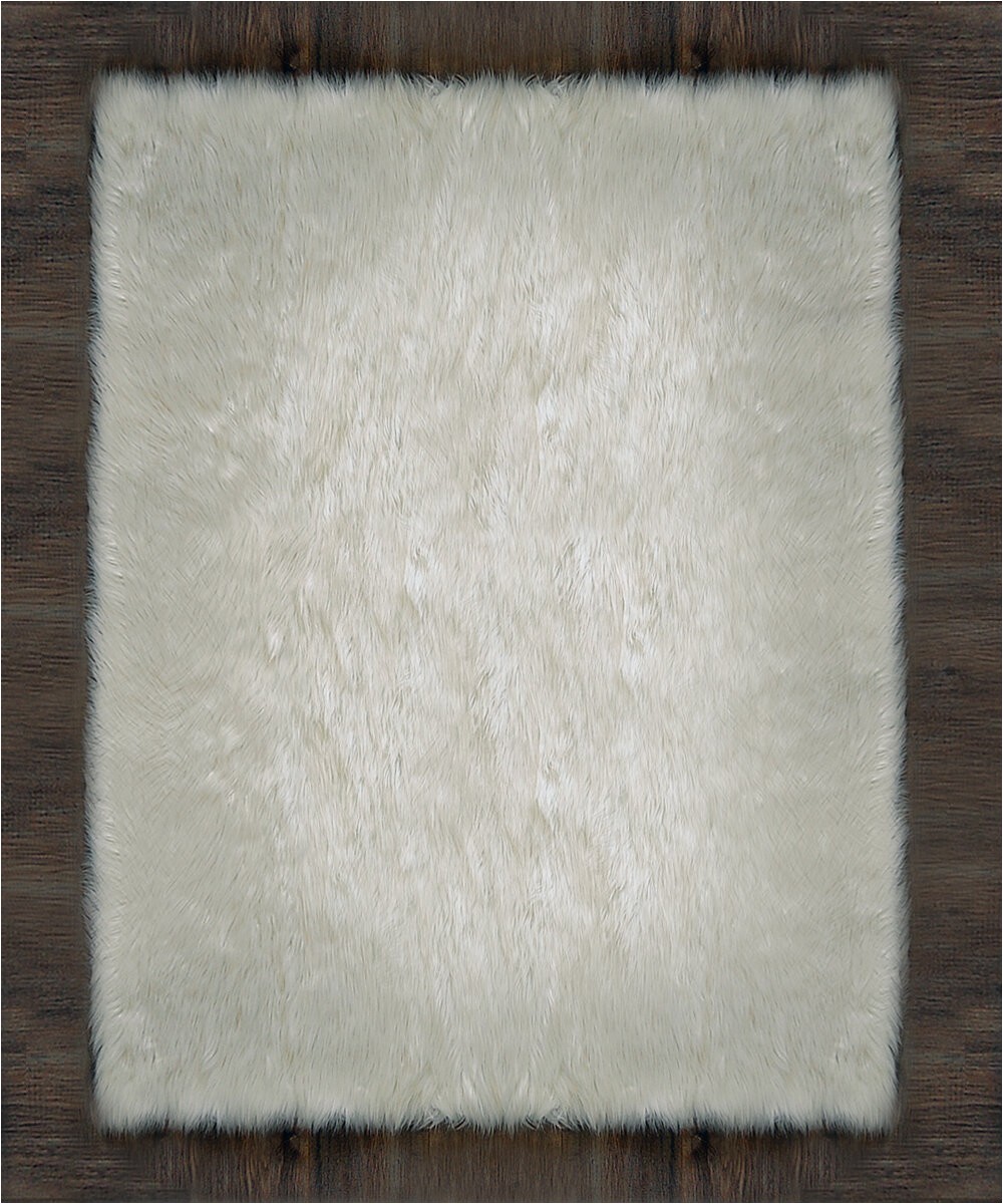 Large White Faux Fur area Rug Mullane Faux Fur White area Rug