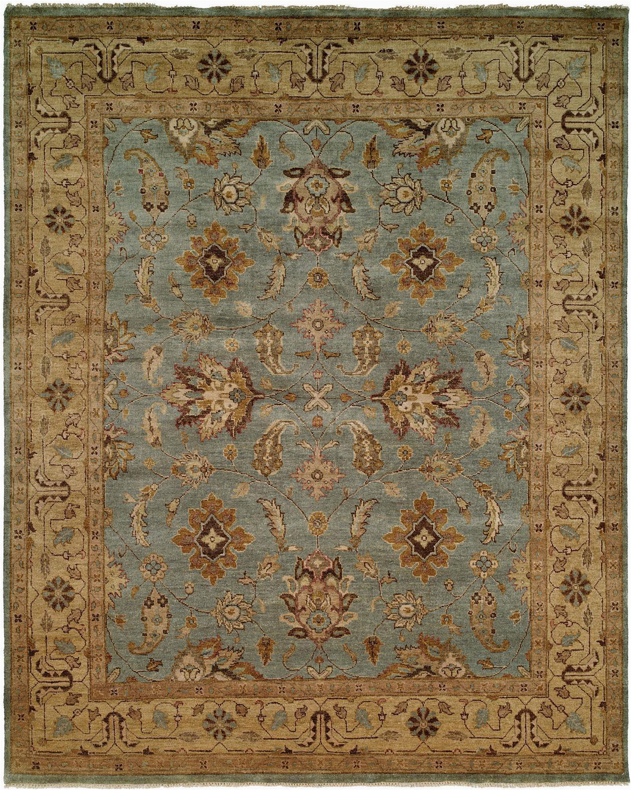 Light Blue and Tan Rug Light Blue Field with Tan Border area Rug