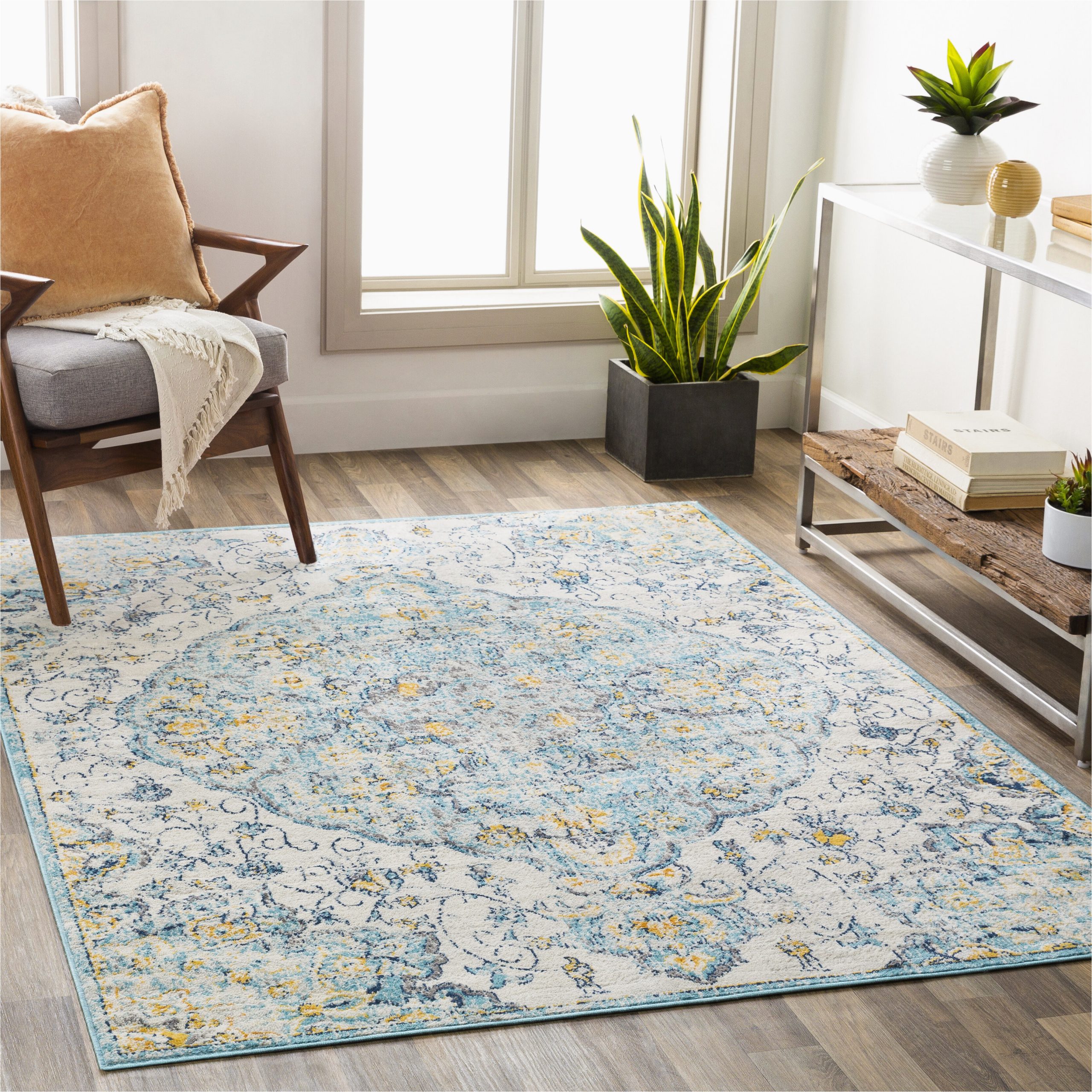 Light Blue and Yellow Rug Cabe Floral Light Blue/yellow area Rug