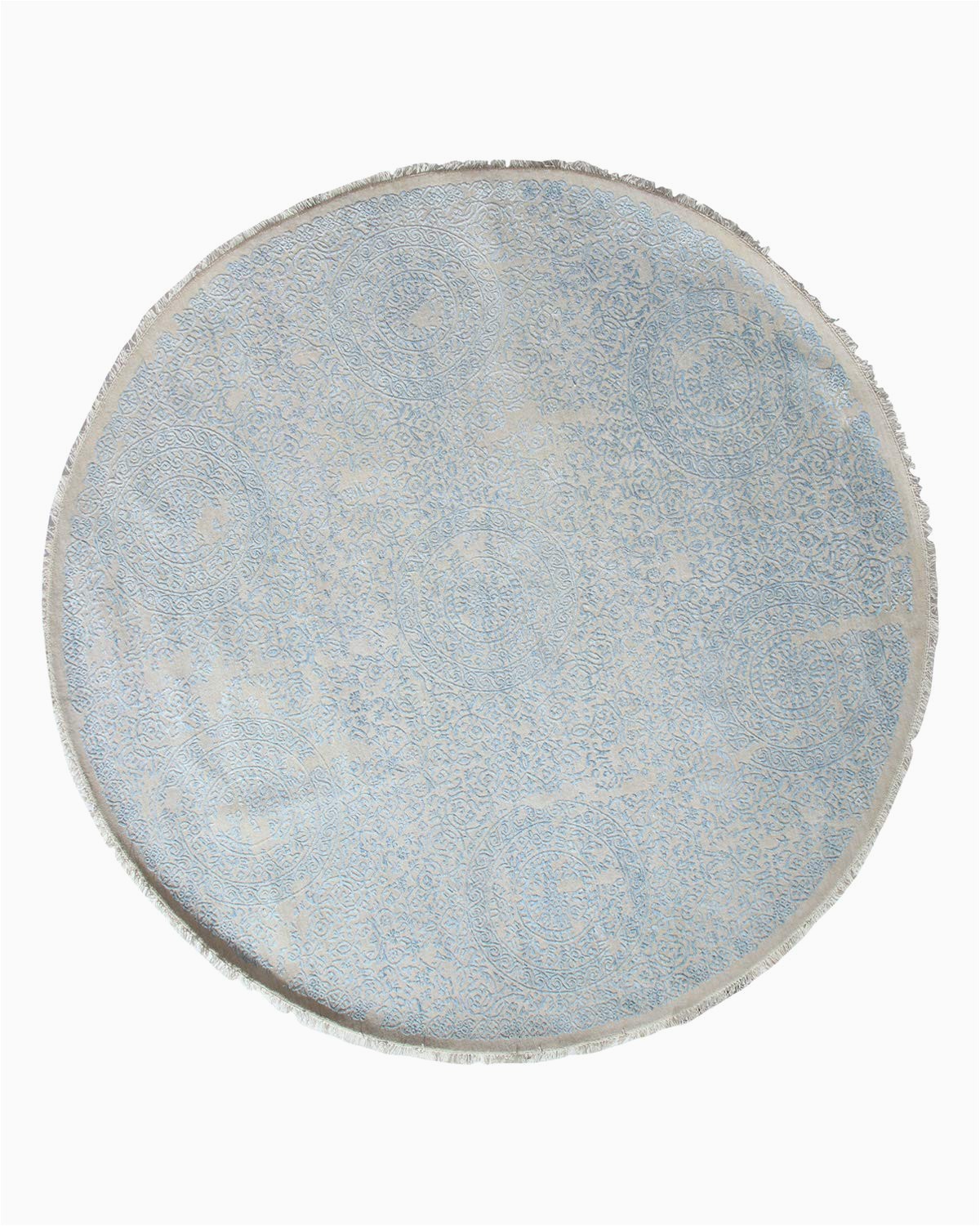 Light Blue Circle Rug solo Rugs Dawn Modern Hand Knotted Round Rug 8 0" X 8 0" Light Blue