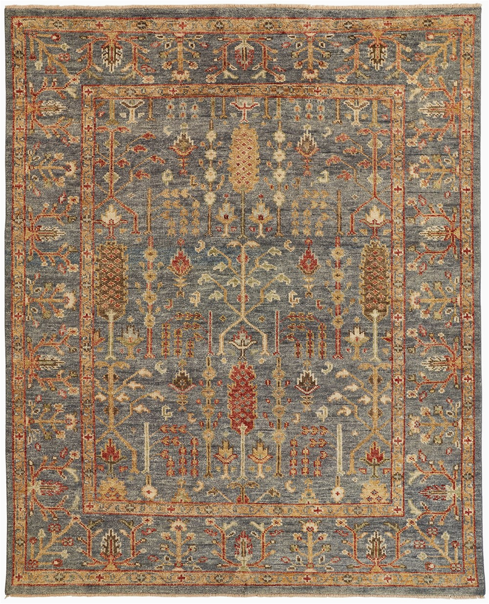 Living Spaces Blue Rug 102×138 Rug Gramoy Hand Knotted Blue Rust