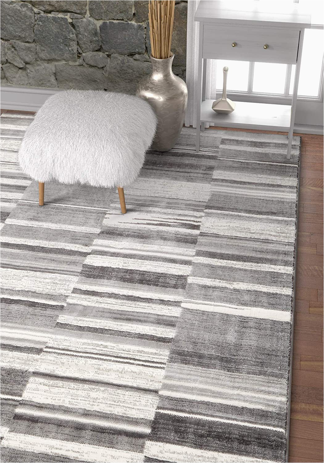 Low Pile White area Rug Voyage Grey & White Modern Geometric High Low Pile area Rug 5×7 5 3" X 7 3" Abstract Boxes Carpet