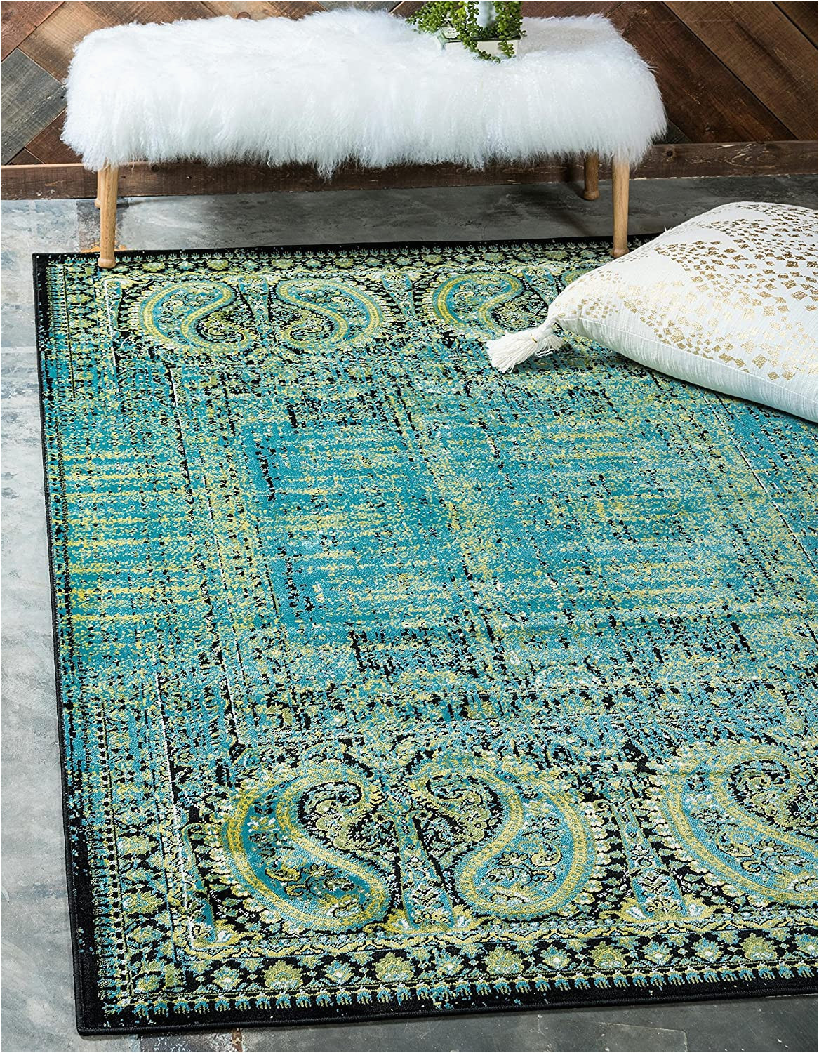 Mohawk Imperial Bath Rug Unique Loom Imperial Collection Modern Traditional Vintage Distressed Aquamarine area Rug 10 0 X 13 0