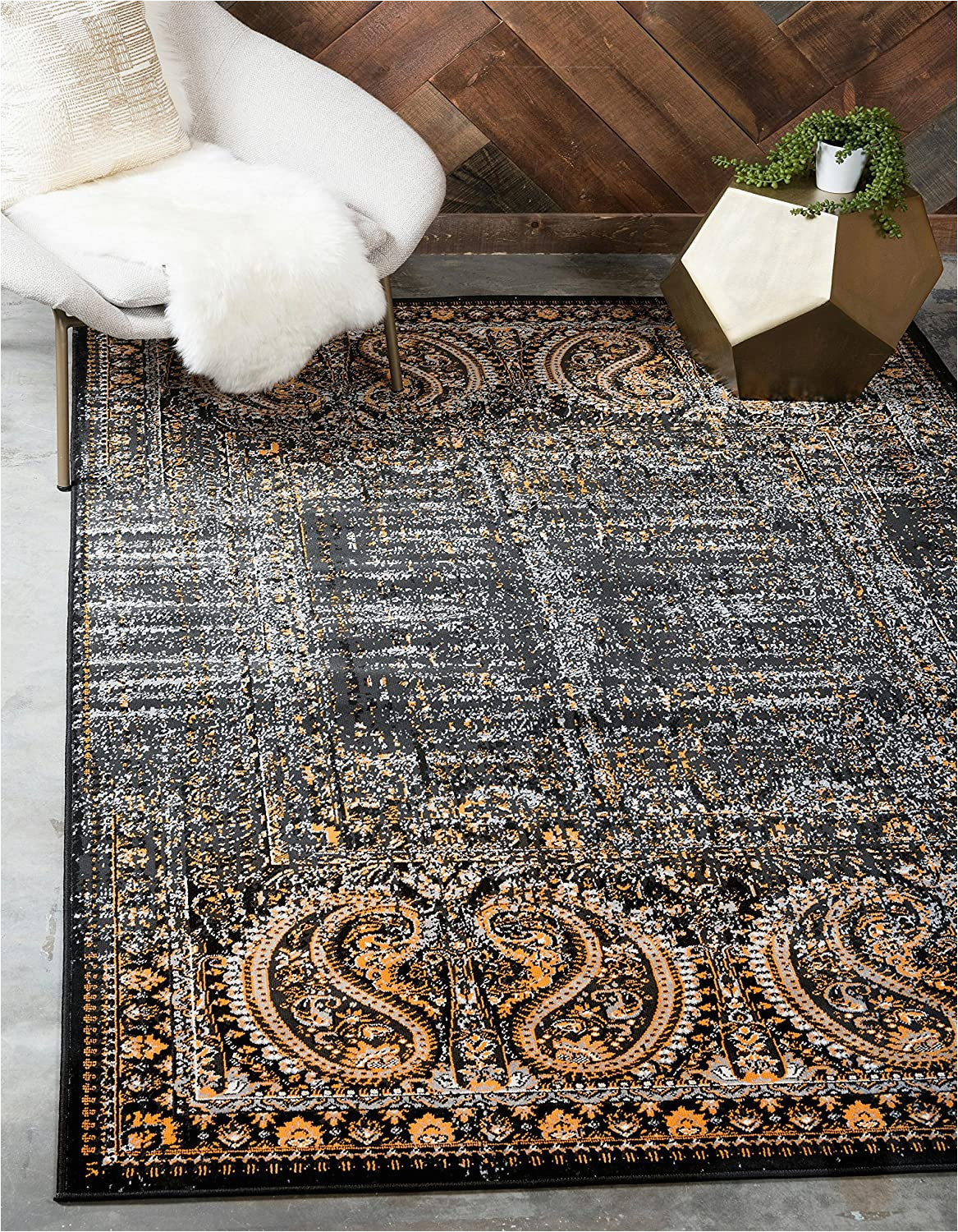 Mohawk Imperial Bath Rug Unique Loom Imperial Collection Modern Traditional Vintage Distressed Black area Rug 5 0 X 8 0