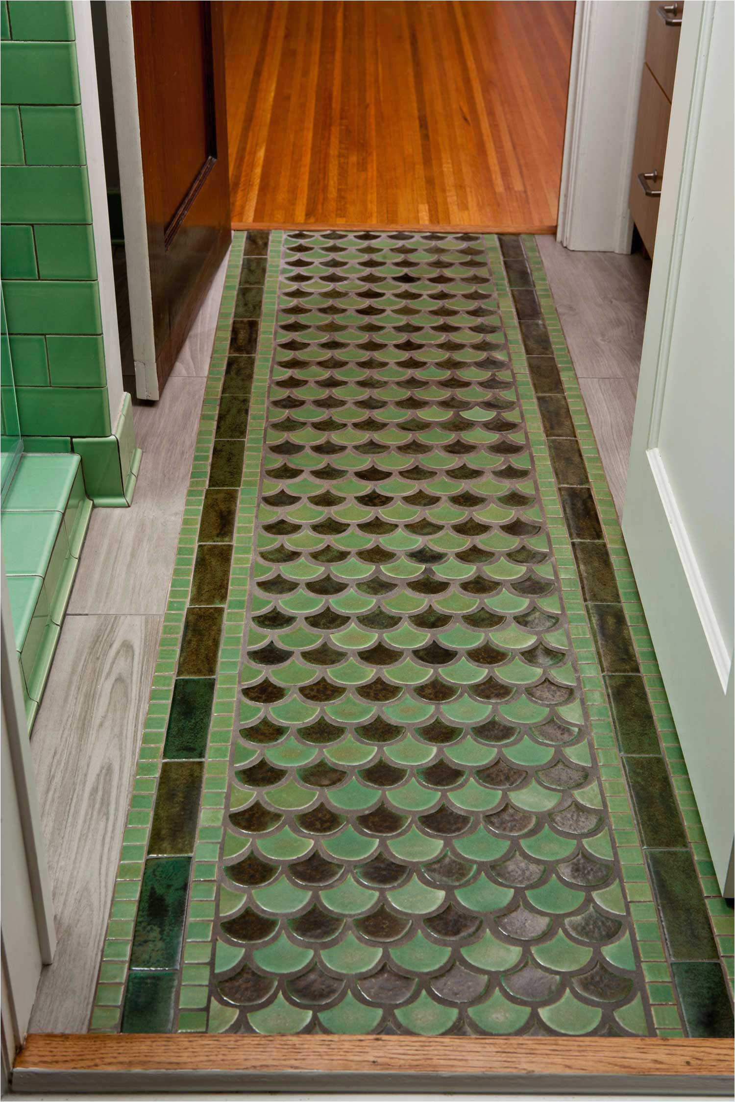 Moss Green Bath Rug Peacock Tile Floor Rug Jade Moss Green Shape Tiles