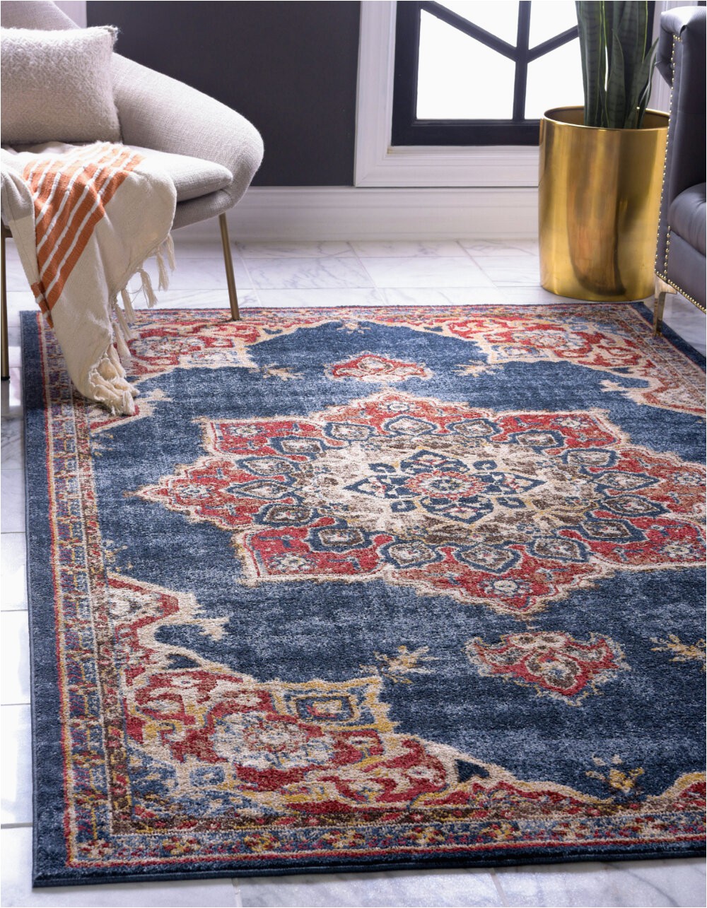 Navy Blue and Beige area Rugs Dulin Persian Inspired Navy Blue area Rug