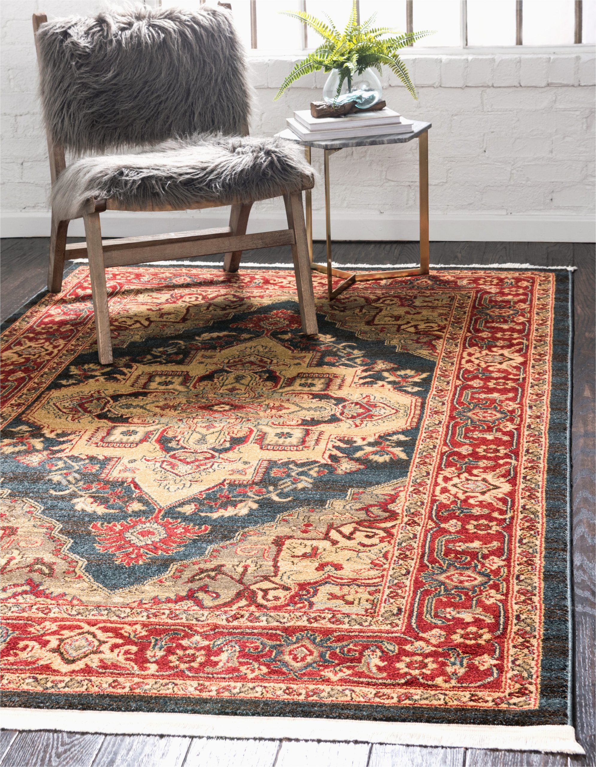 Navy Blue and Brown area Rug Mattea Persian Inspired Navy Blue area Rug