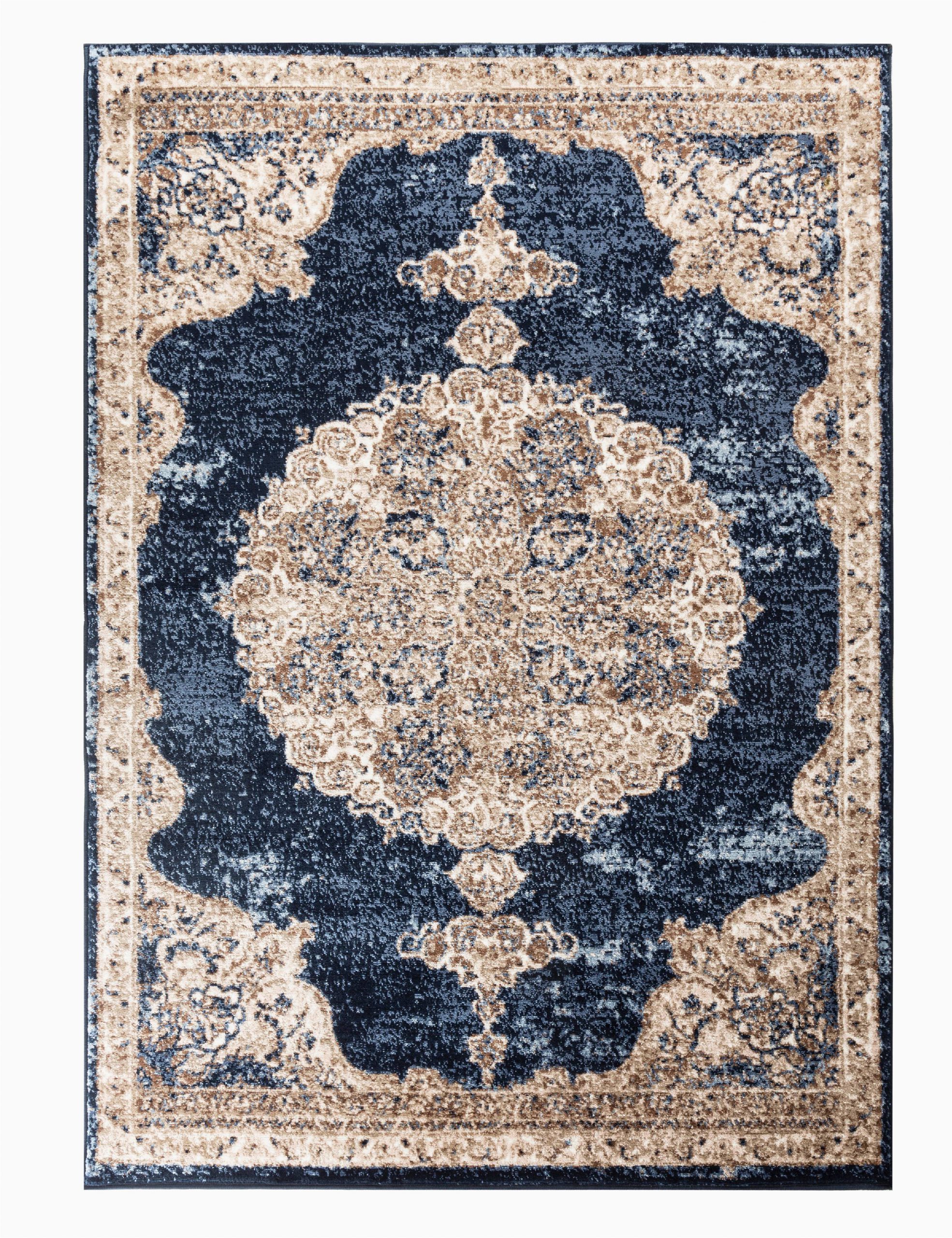 Navy Blue and Brown area Rug Romance Collection Rugs Navy Blue Brown Multi Colored Traditional oriental Design Premium soft area Rug 5 1" X 7 2" Rug Size