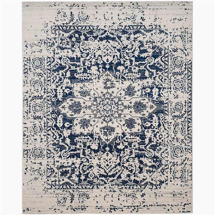 Navy Blue and Cream Rug Navy and Cream Madison Distressed area Rug, 8×10