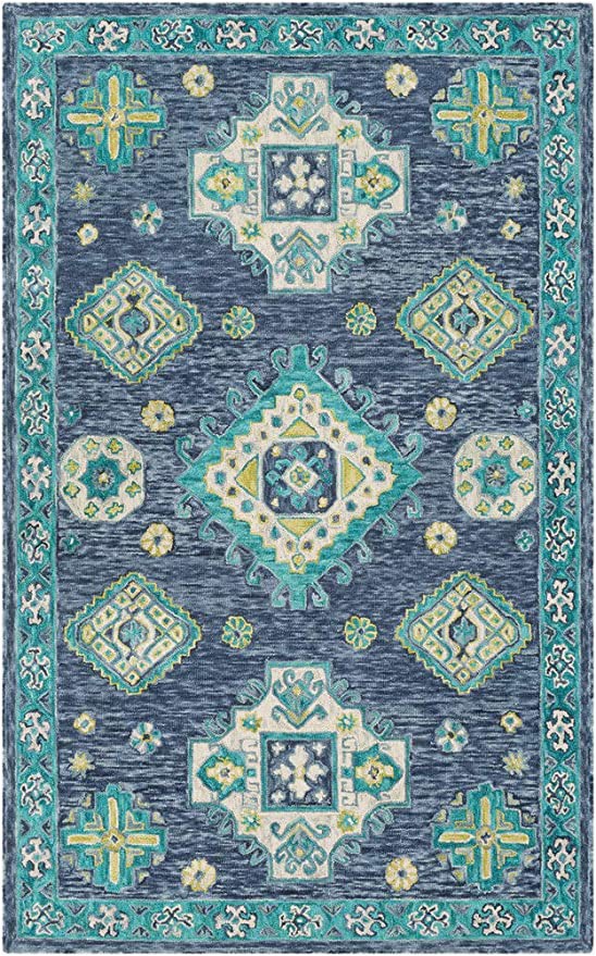 Navy Blue and Lime Green Rug Amazon Traditional area Rug Denim Navy Teal Lime