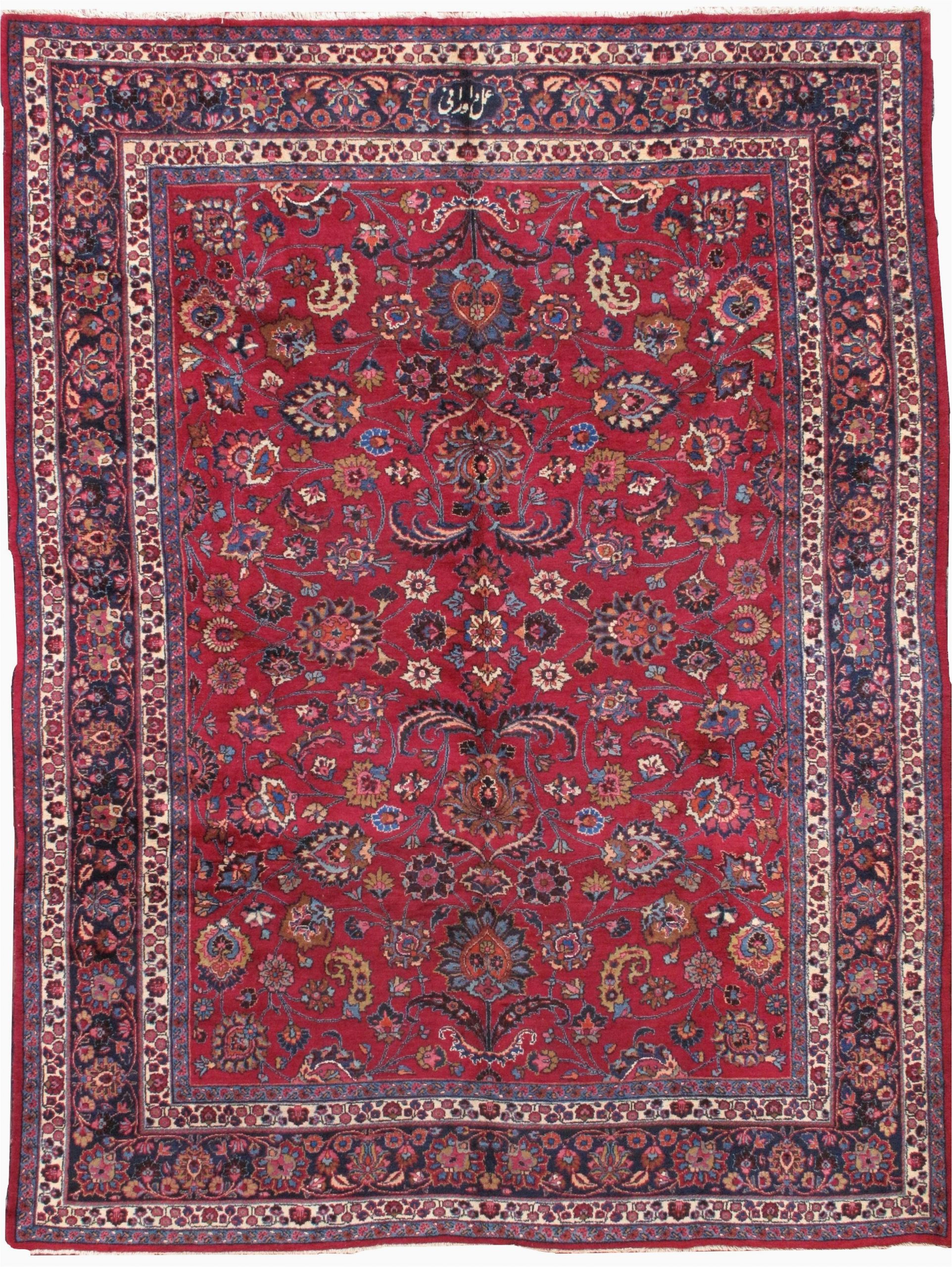 Navy Blue and Red Rug Handmade Antique Persian Mashad Red Rug In 2020 Rugs Red