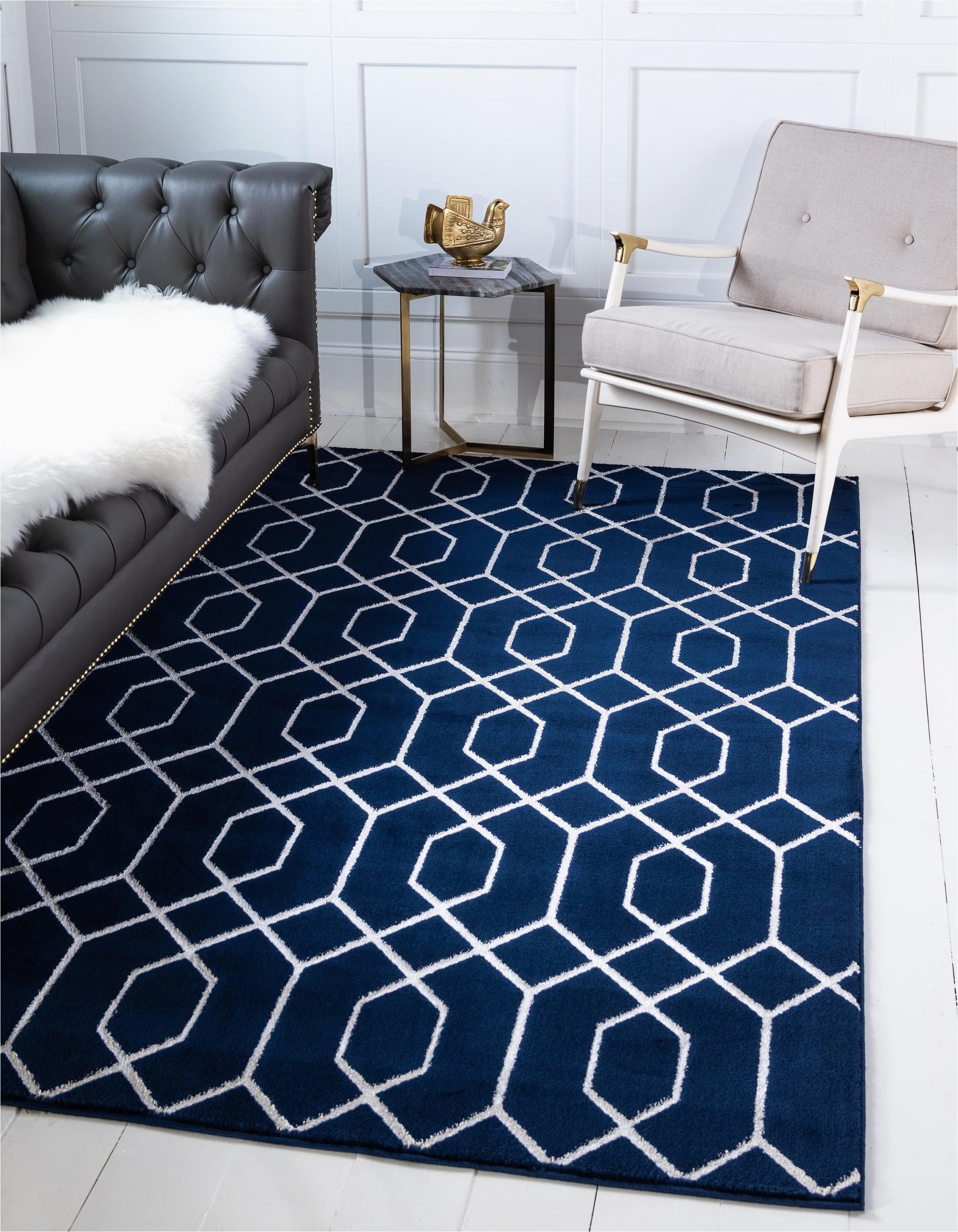 Navy Blue and Silver Rug Navy Blue Silver 9 X 12 Marilyn Monroea¢ Glam Trellis Rug