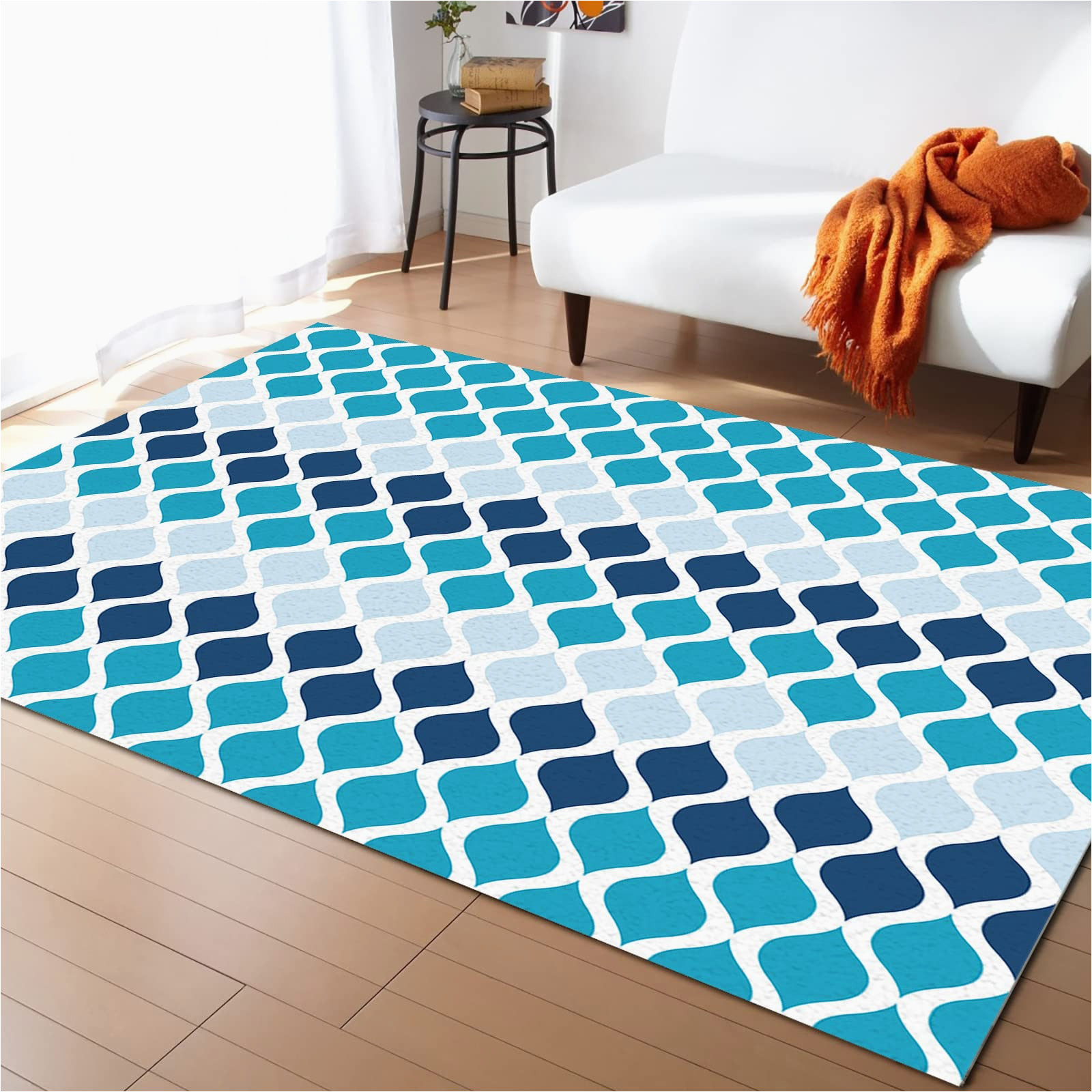 Navy Blue and Turquoise Rug Amazon.com: Abstract Geometry area Rug 5’x8′,turquoise Navy Blue …