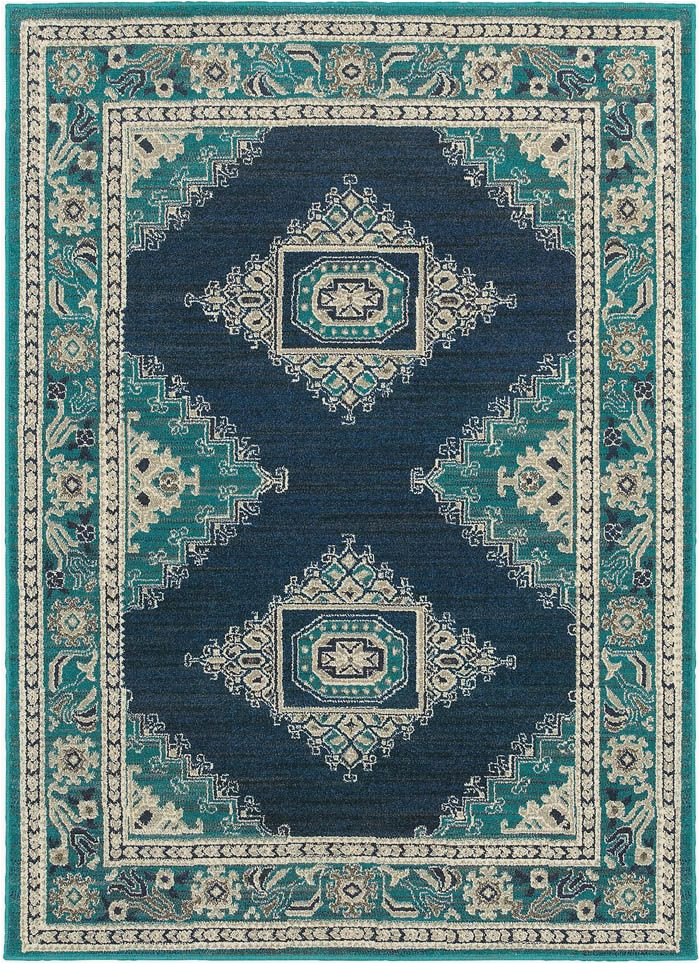Navy Blue and Turquoise Rug Teal and Navy Eveline Rug area Rugs, Blue area Rugs, Teal Rug