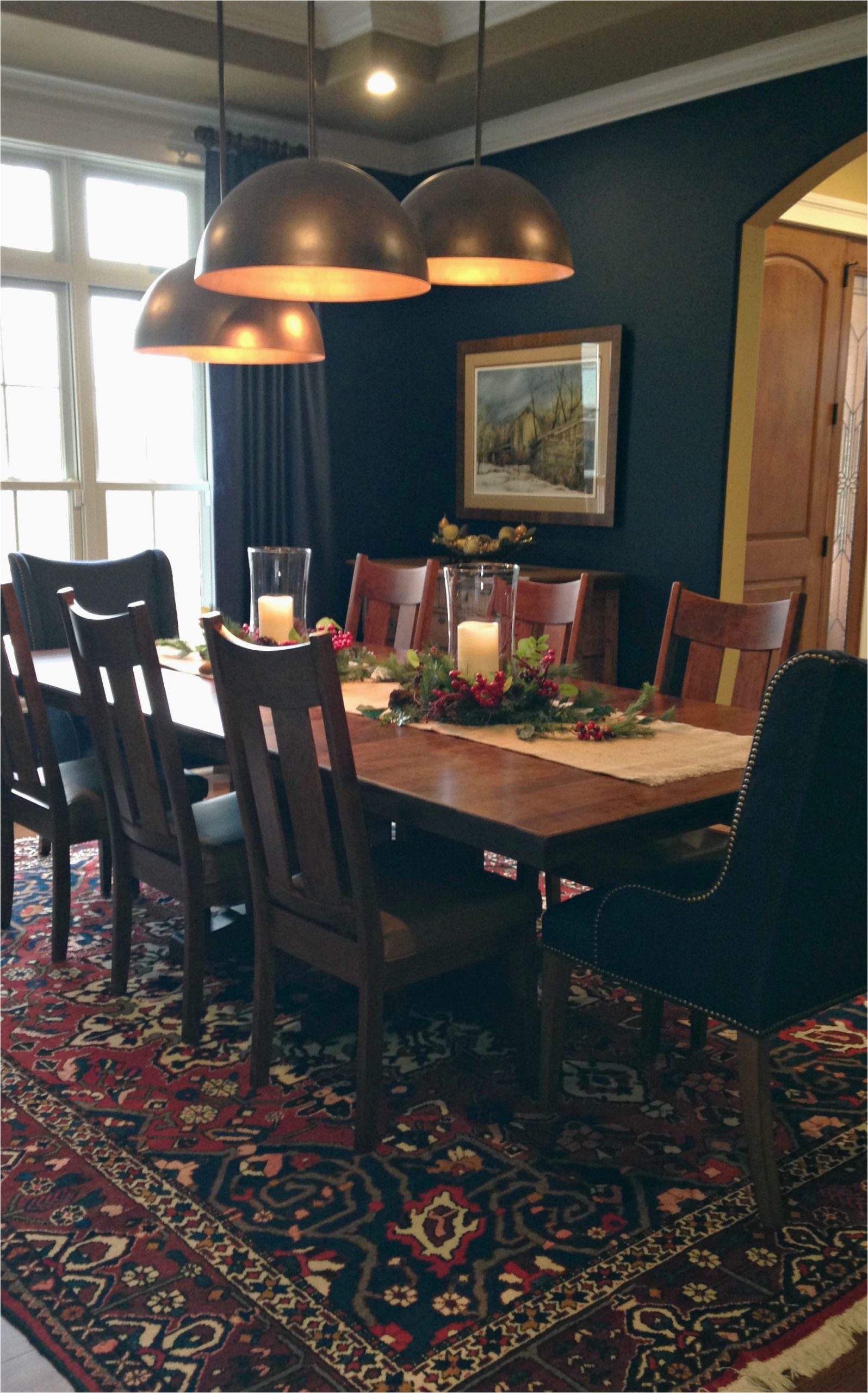 Navy Blue Dining Room Rug Navy and Red oriental Rug Under Custom Dining Room Table and