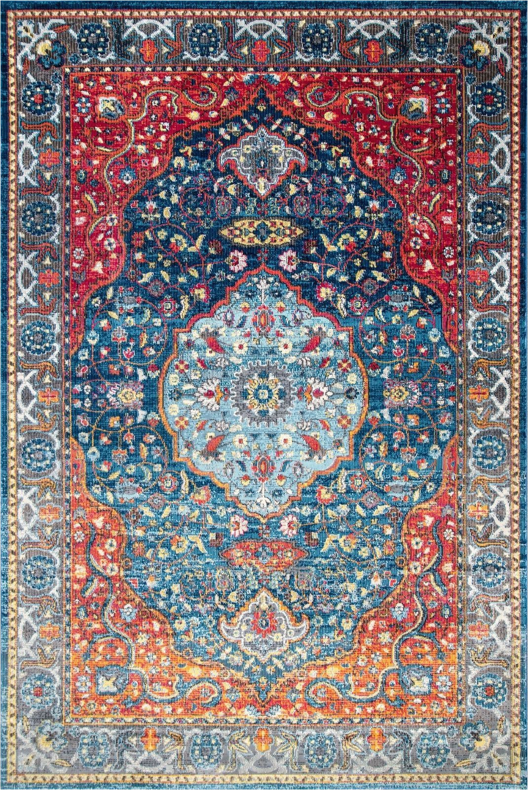 Nuloom Traditional Distressed Medallion area Rug Nuloom New Traditional Vintage Medallion area Rug In Blue